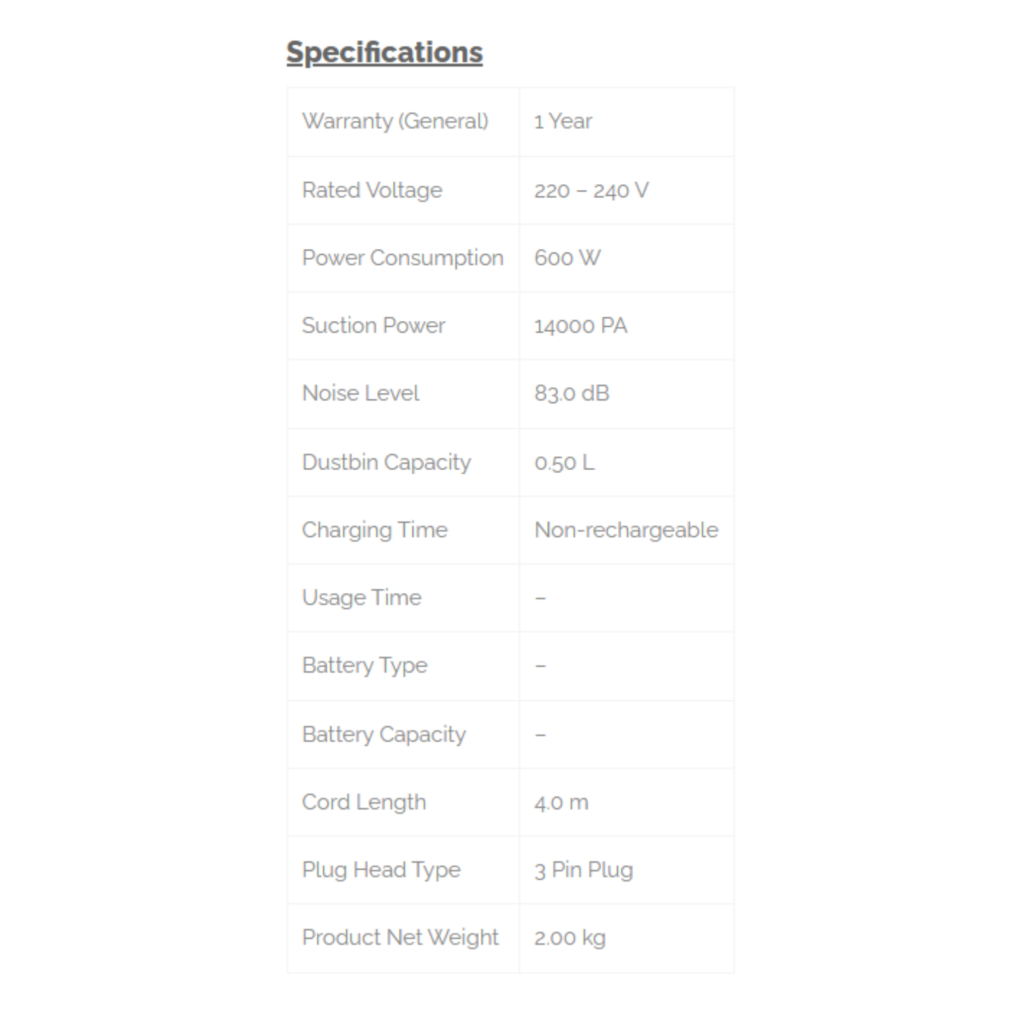 Phison 600W Stick Vacuum Cleaner PVC-6090