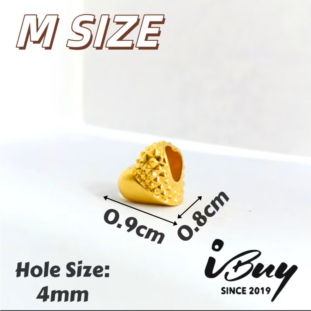 916 HARD GOLD HALF-DIAMOND HEART PATTERN CHARM BAED 916 硬金半菱纹爱心串咀