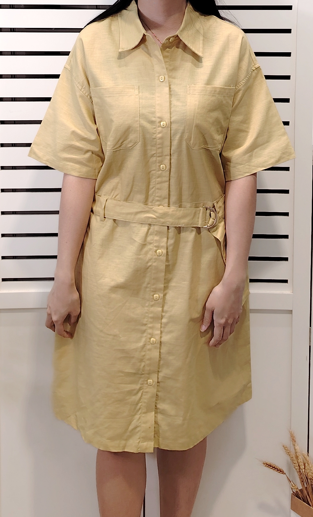 H9382 Collar Dress With Belt