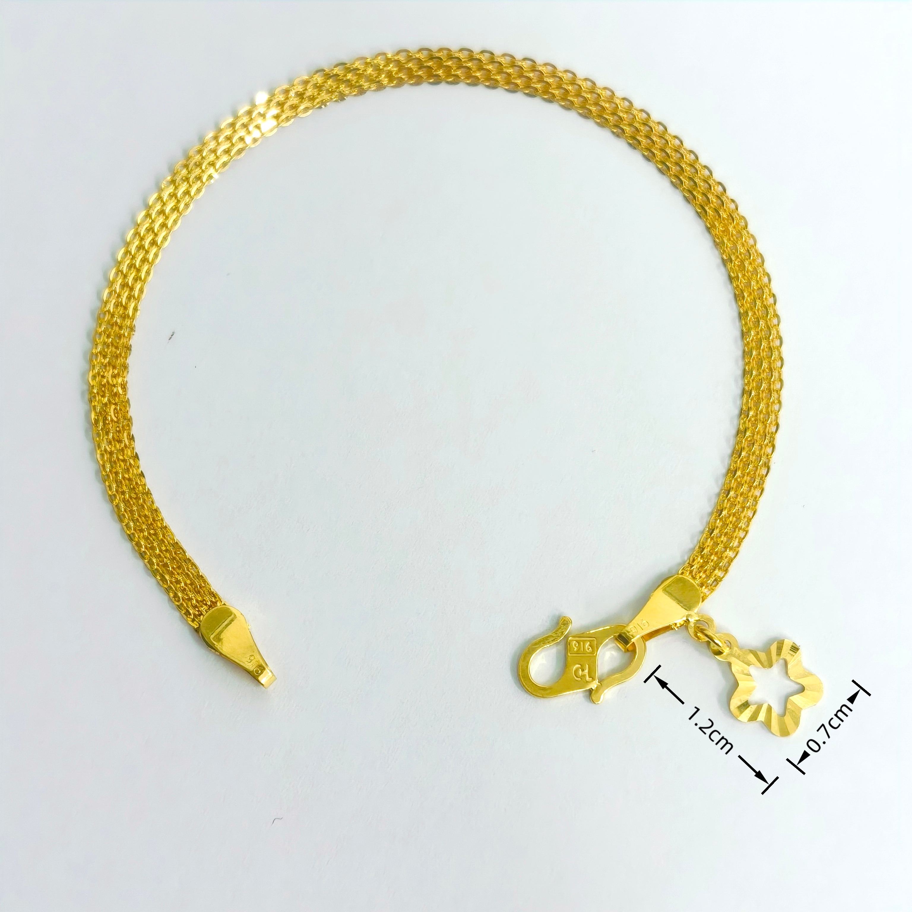 916 GOLD MILAN 4 LINE BRACELET 916 金 米兰4行手链