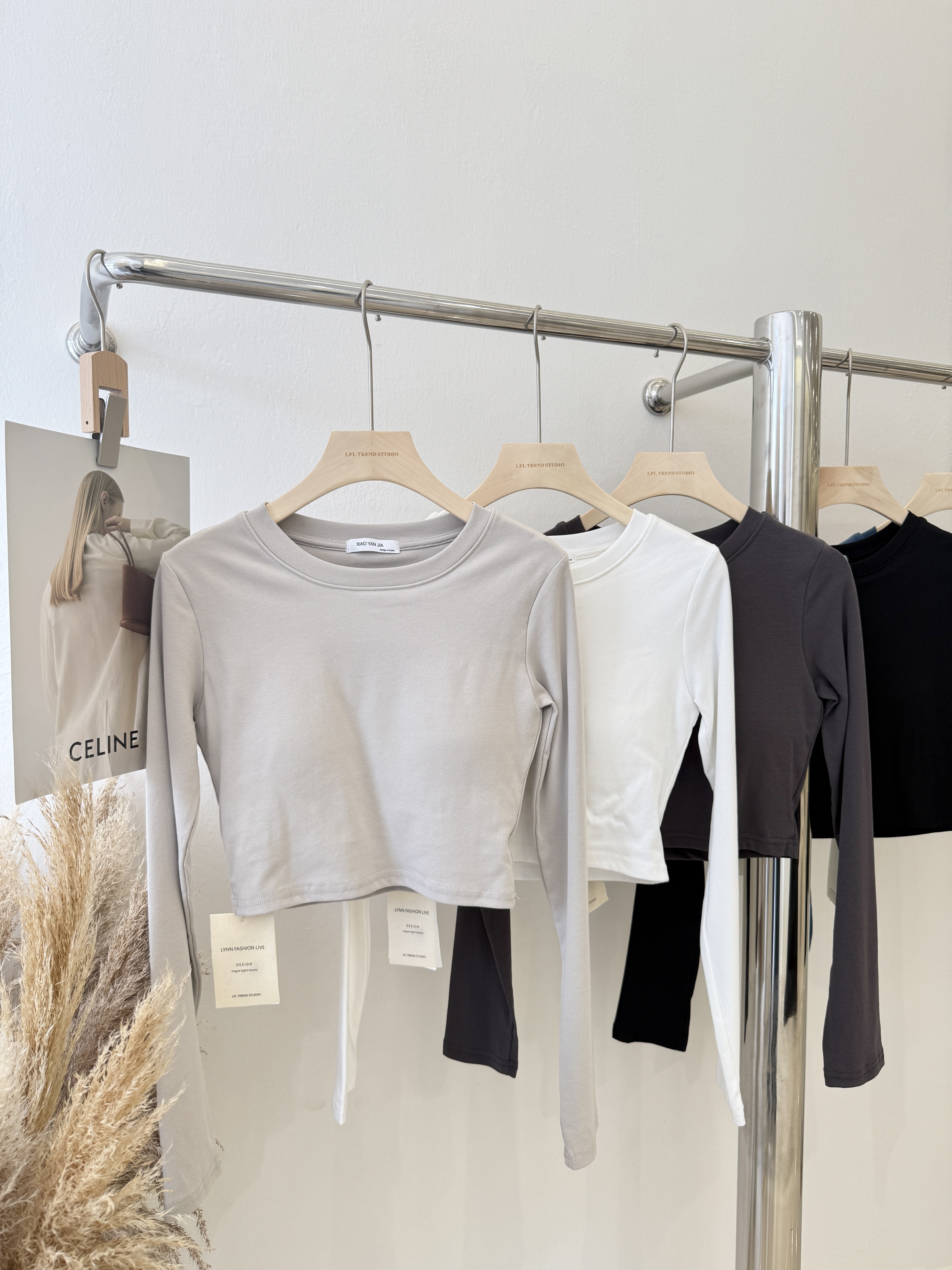 6820 百搭圆领胸垫长袖