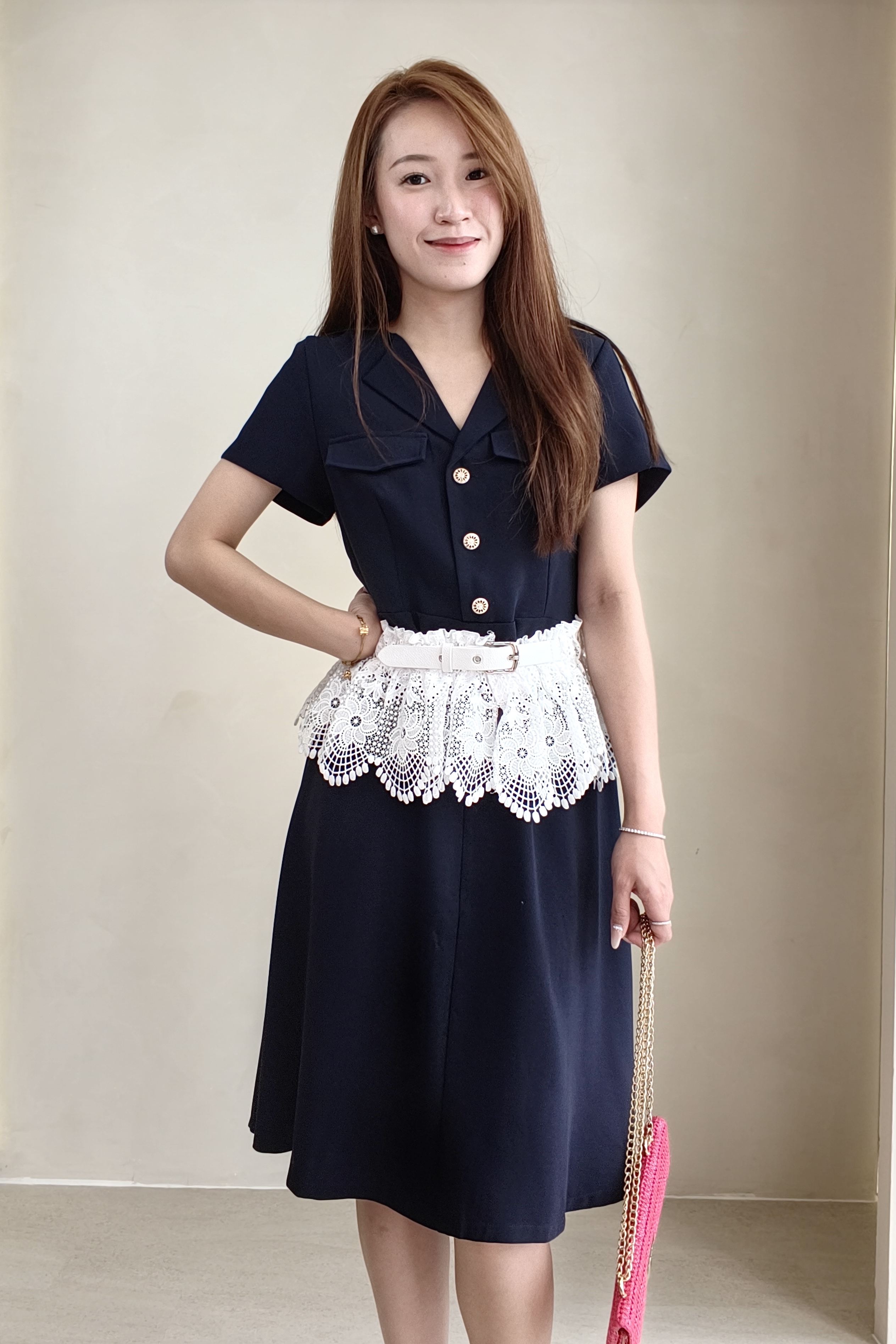 31198 Aurora Grace Belted Midi Dress