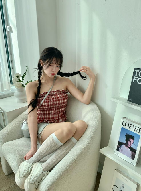 韓國女團ILLIT同款~ 格紋平口背心 [pm863]