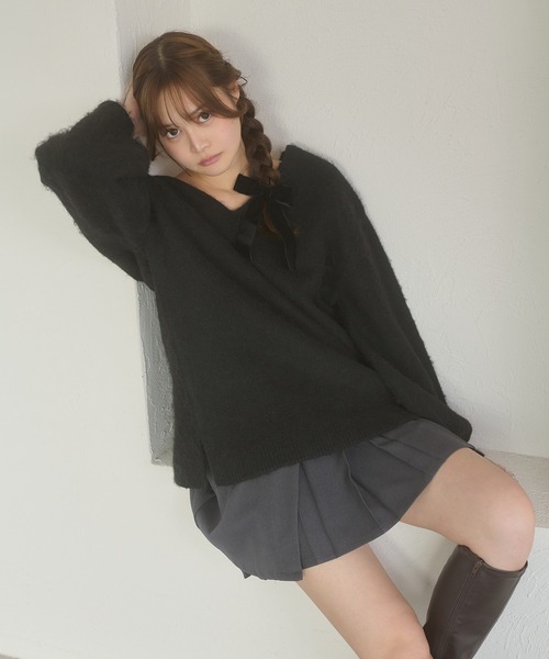 大蝴蝶結後背針織冷衫