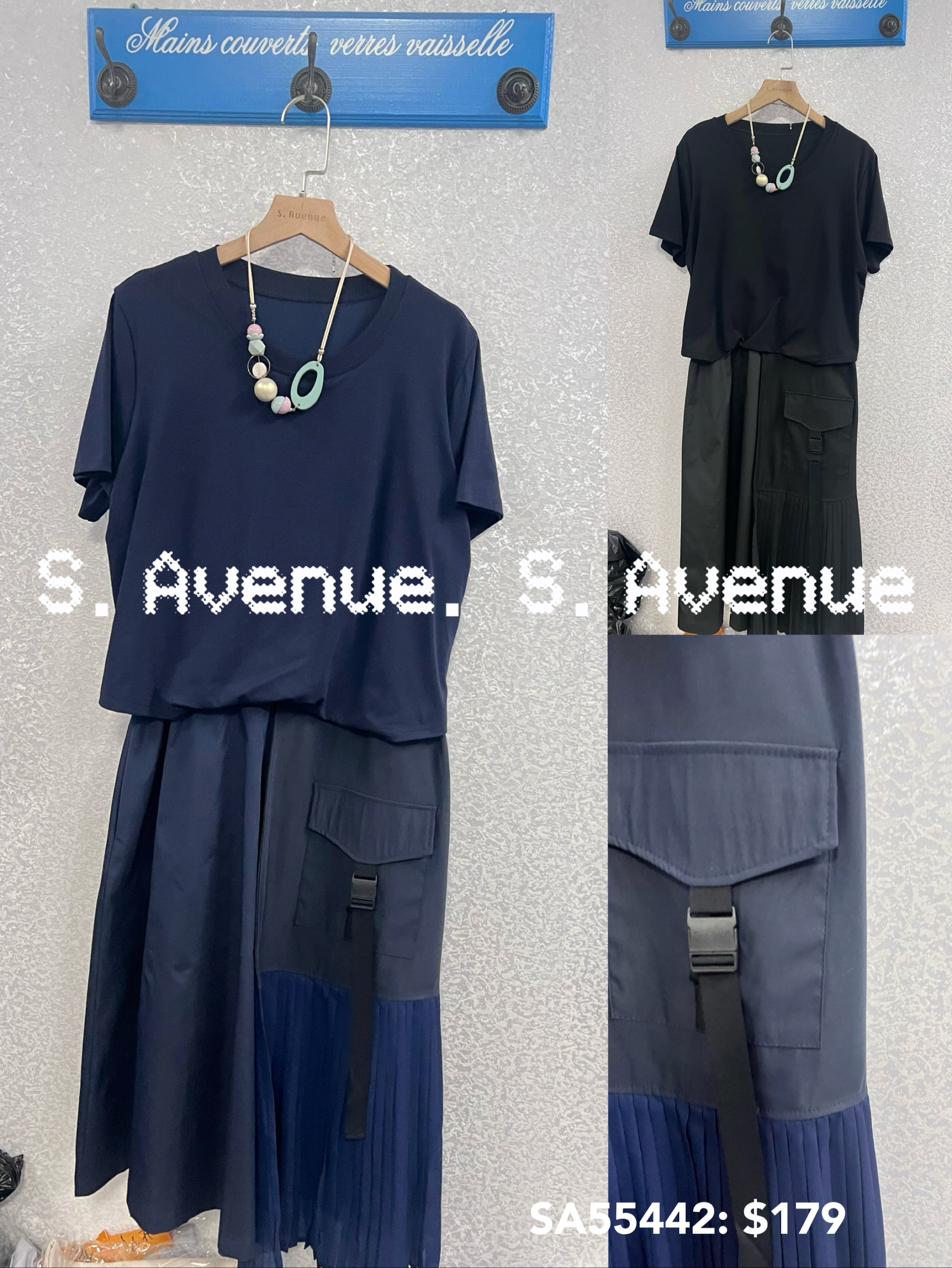 SA55442: 短袖側軍袋百撍不規則腳op