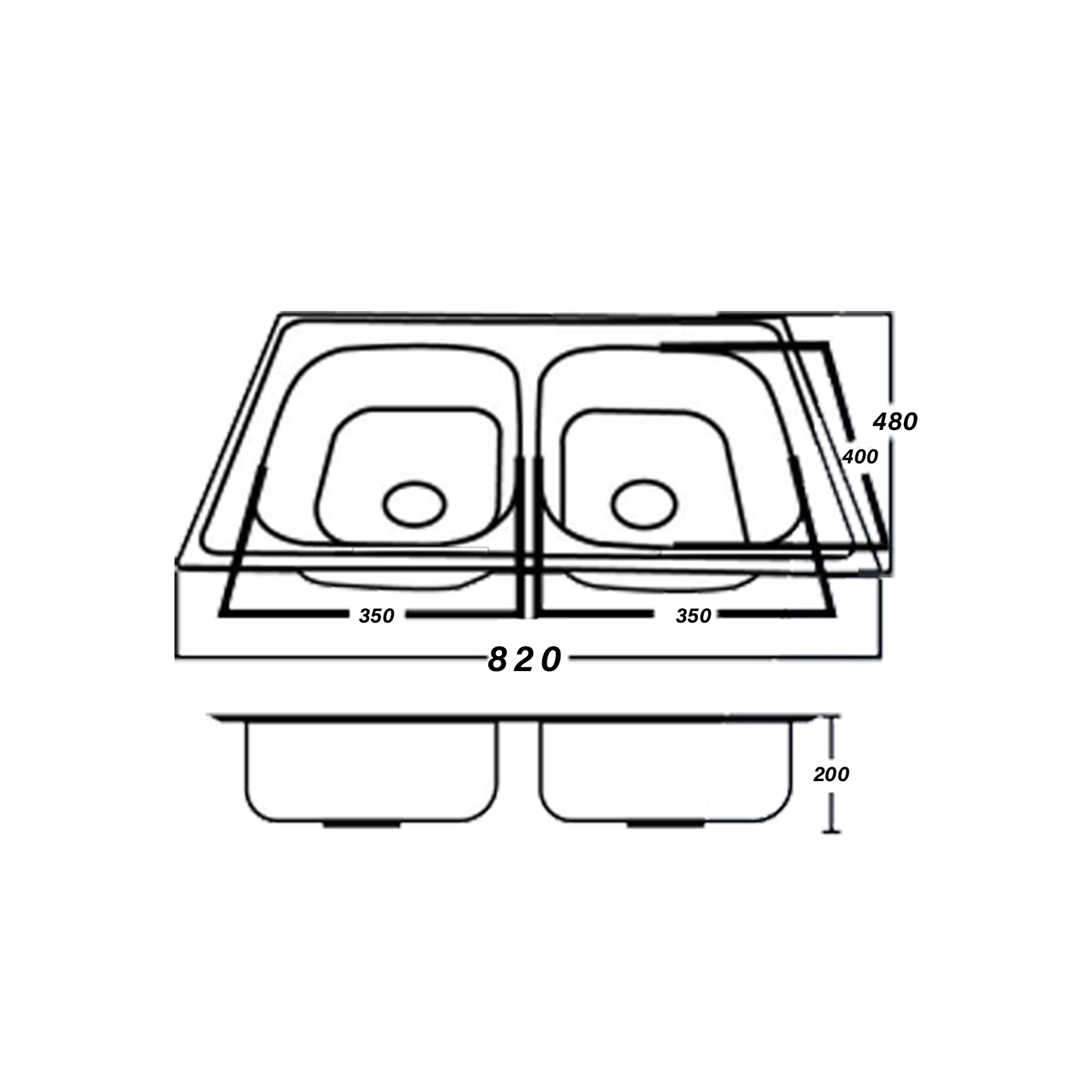 Otosani Sus304 Stainless Steel Satin Double Bowl Kitchen Sink (8248Sr#) OTO8248SR