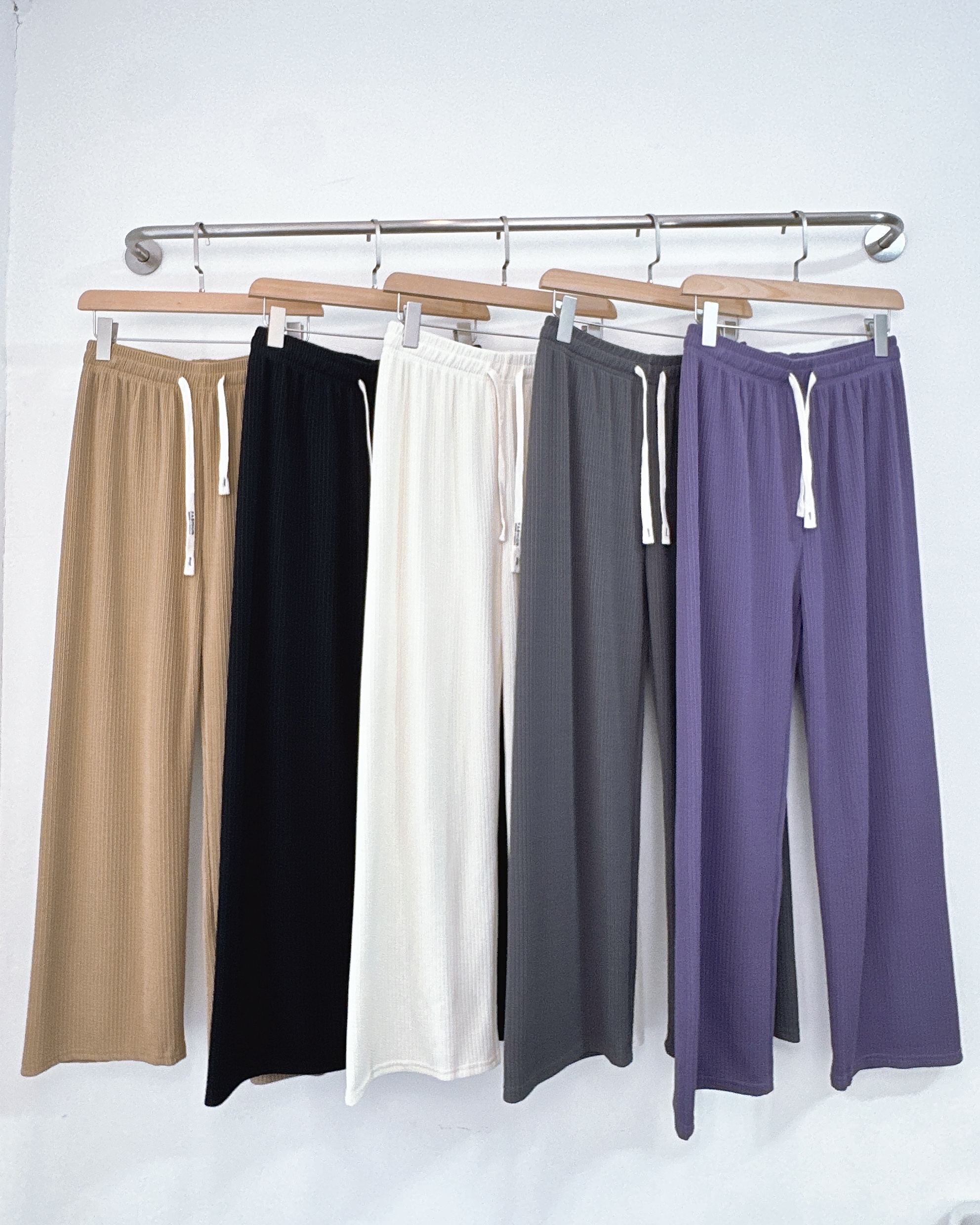 福利款彈性線棉休閒闊褲 5色