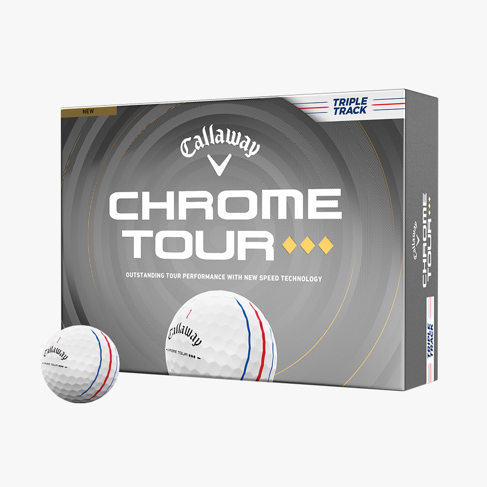 CALLAWAY CHROME TOUR 3鑽TRIPLE TRACK 四層球- 白