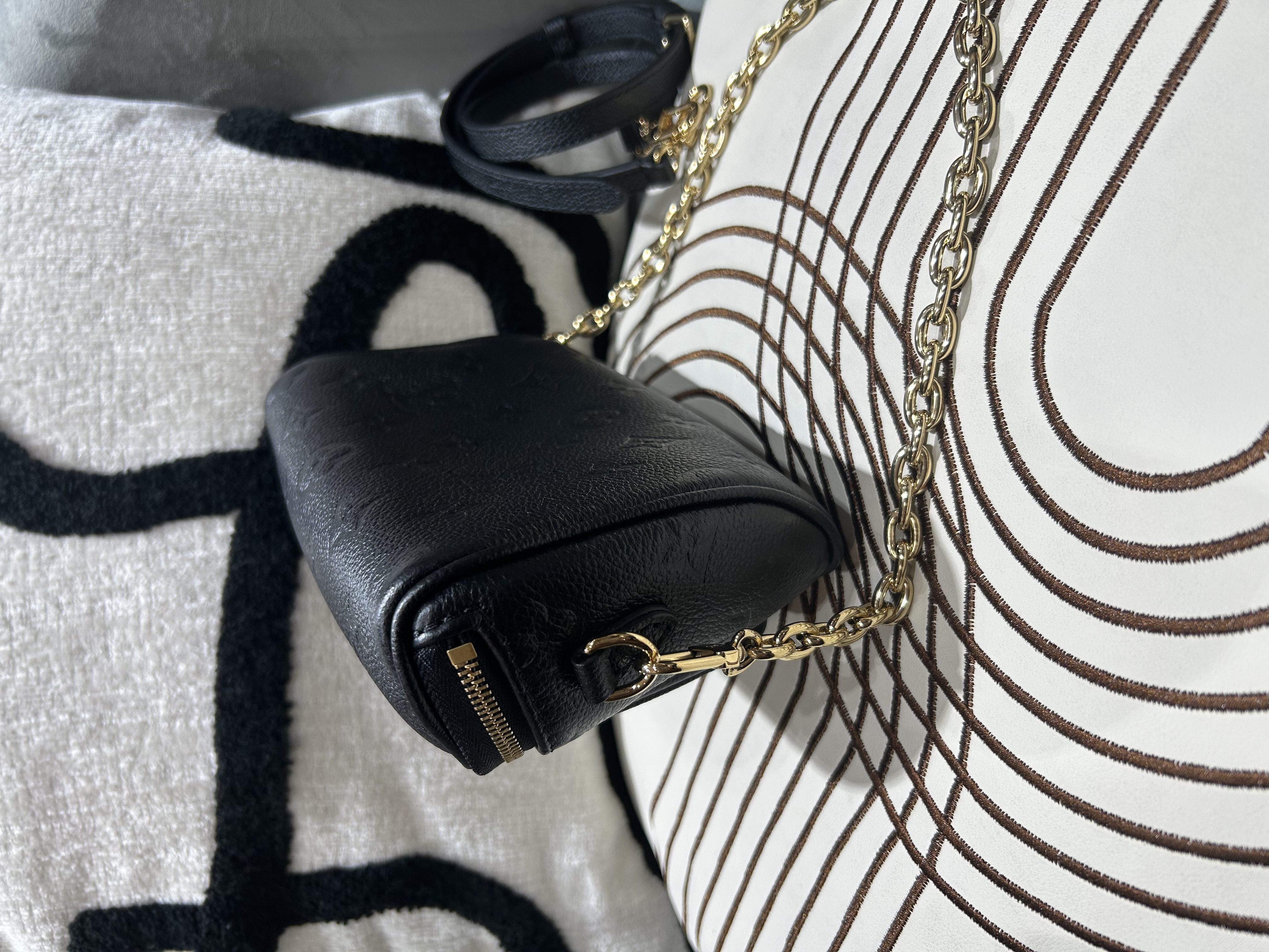 Lv Mini Bumbag Shoulder Bag 黑色M46917 Black Calfskin Monogram Empreinte 100%Authentic 99%new✅ dust bag  