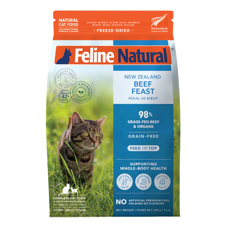 Feline Natural - 單一蛋白凍乾貓糧 牛肉盛宴 320G