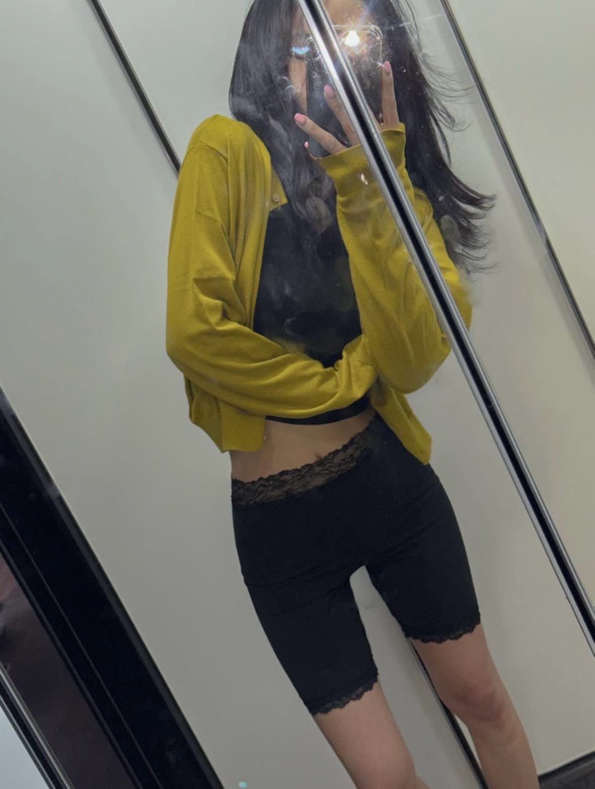 LACE-TRIM BIKER SHORTS