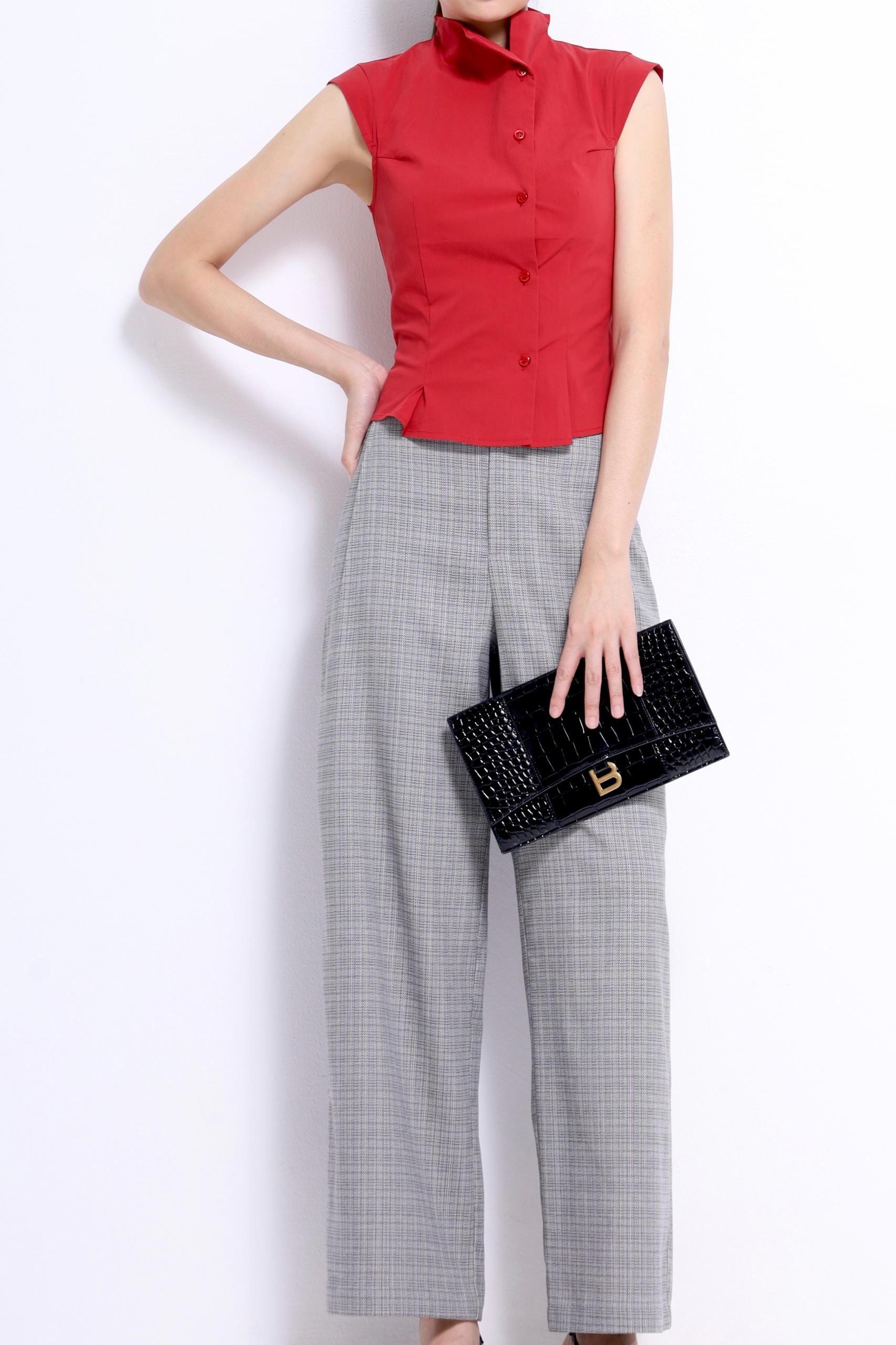 CB2756 Elise Mandarin Collar Sleeveless Blouse