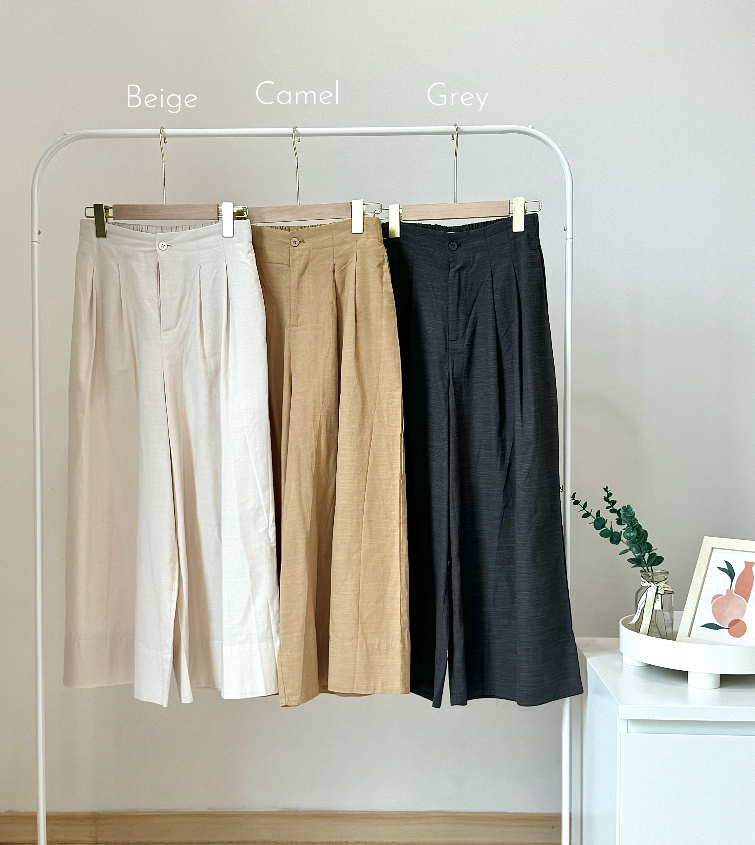 Cotton Linen Straight Wide Leg Trouser 必入！小个子梨形也能穿出大长腿！休闲直筒阔腿棉麻长裤 （3 Colours )