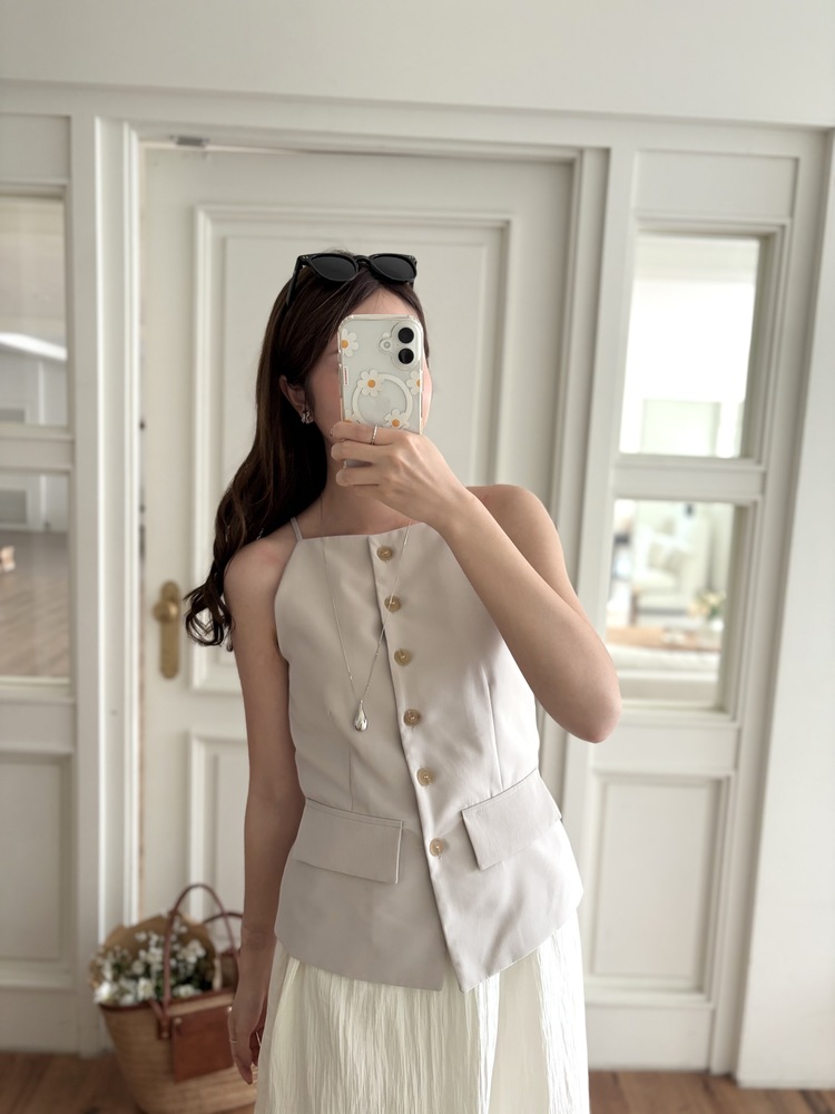 French Muse Vest Dress (Beige)