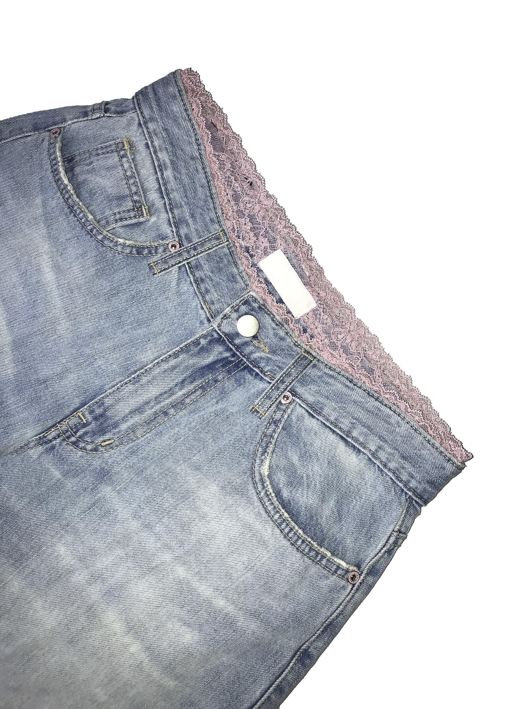 Lace Trim Layered Wide Leg Denim