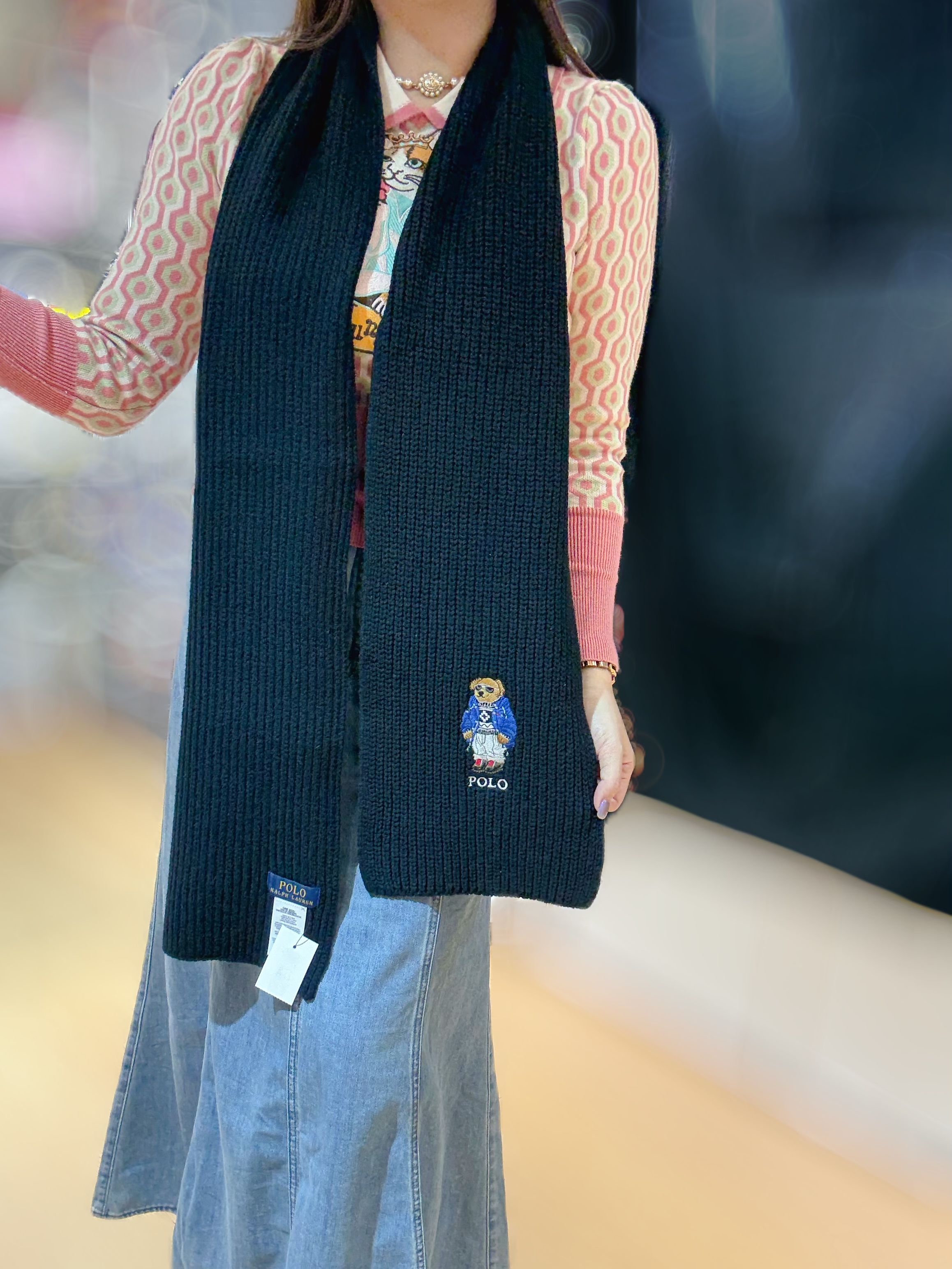 Polo scarf bear navy