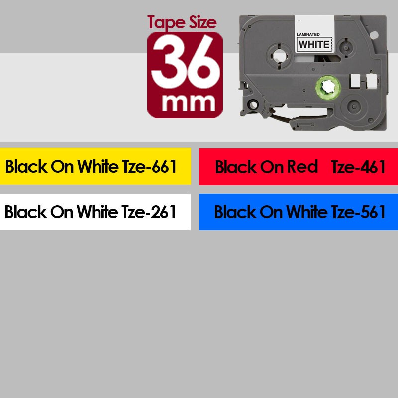 36mm Tze-161 261 461 561 661 262 263 compatible label tape Label Printer PT-P900W PC-9700pc Tape Sticker