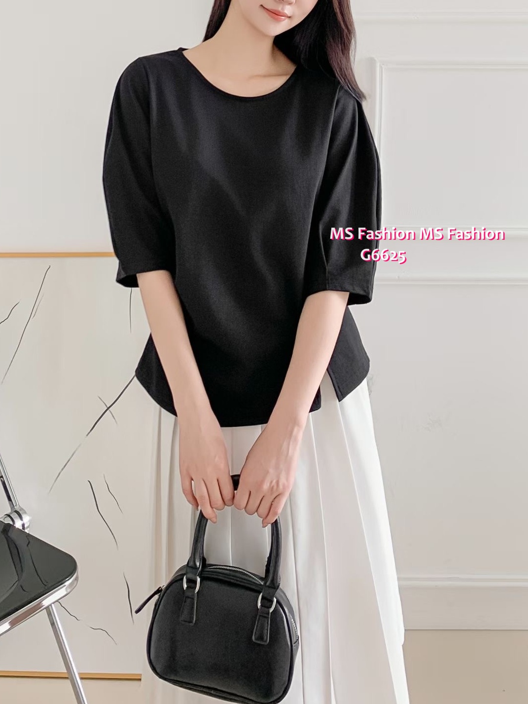 G6625 立體袖特色cutting top
