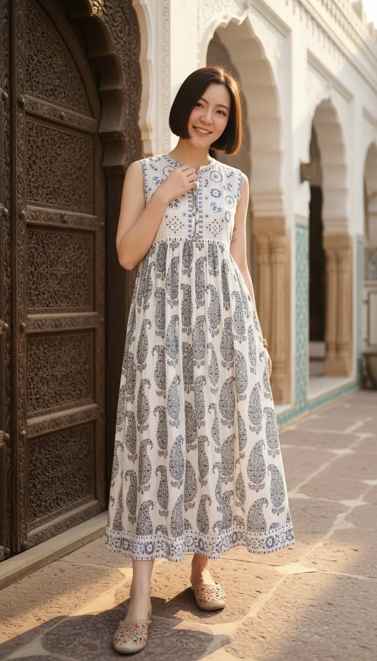 PKT 2630 Thin Cotton Chest Light Grey Paisley Sleeveless OP