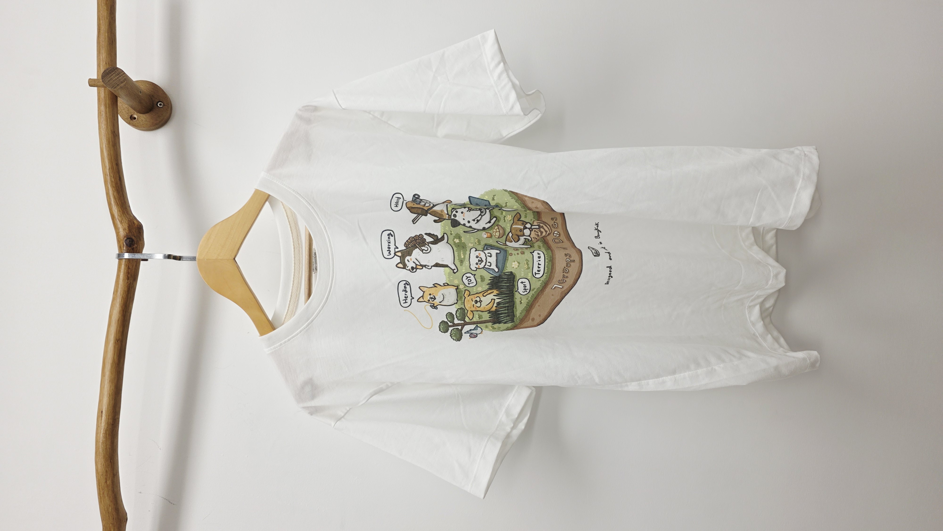 泰國白拼狗狗印圖Tee