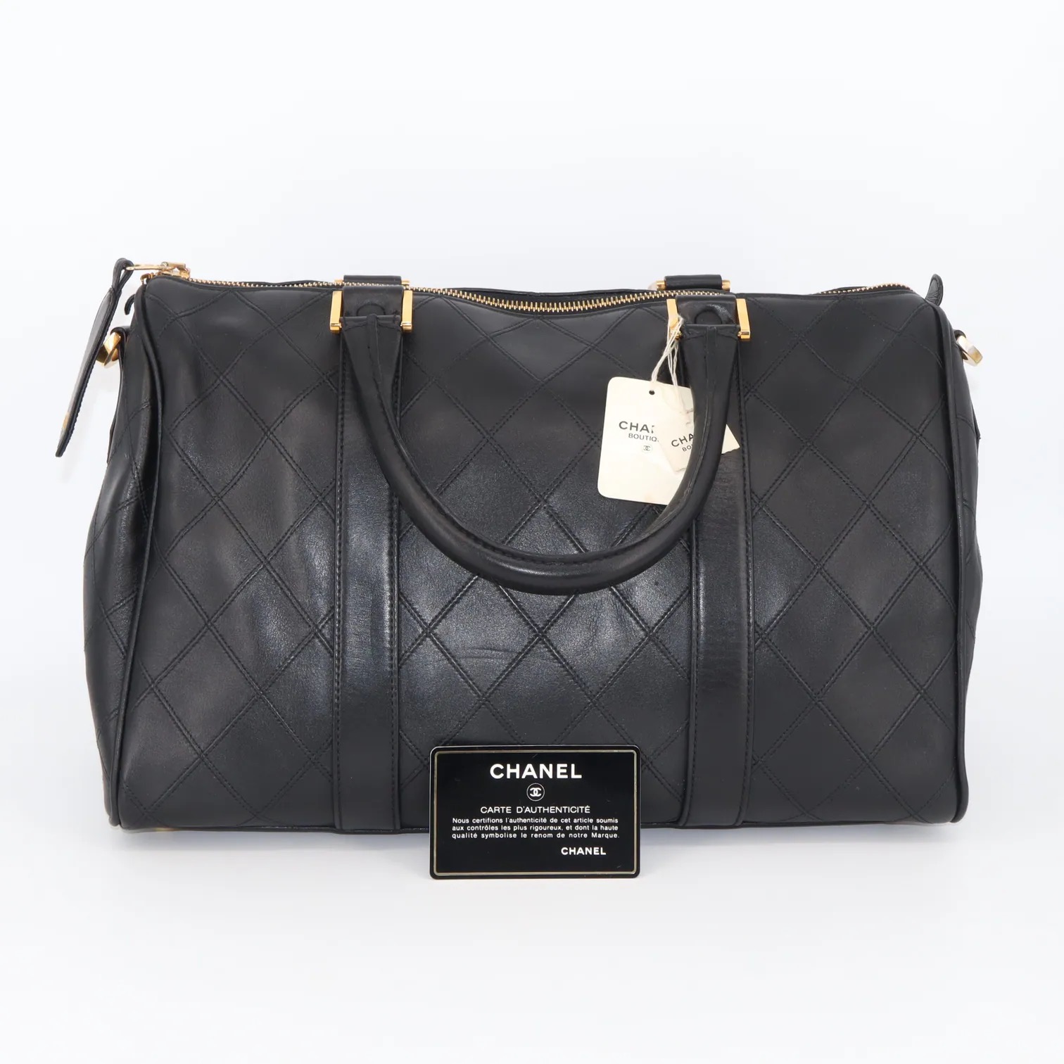 Chanel Bicolor Lambskin Boston Travel Bag