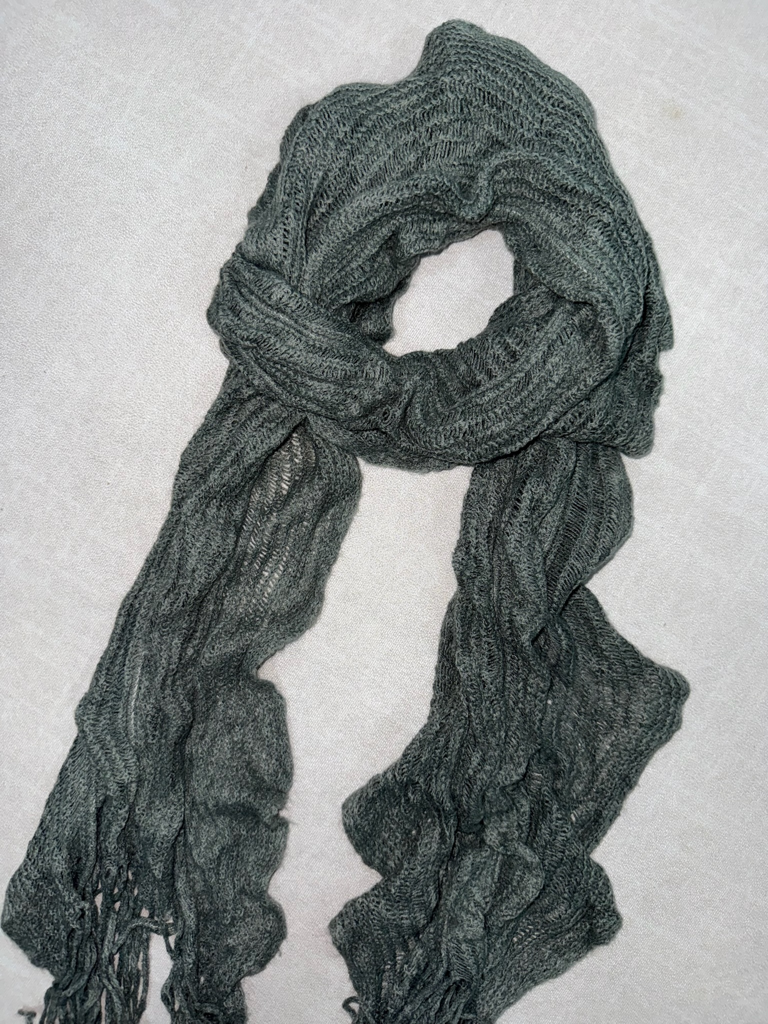 Grey Fringe Scarf