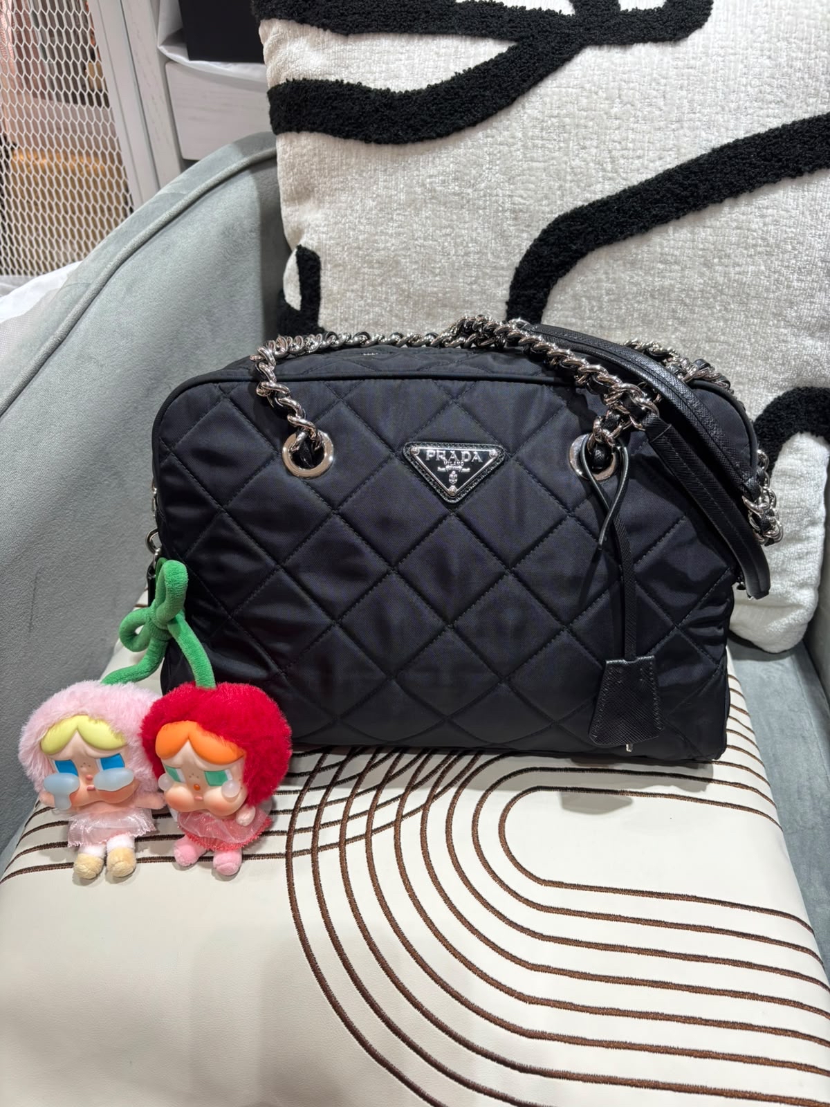 PRADA Tessuto Impuntu Shoulder Bag nylon 100%Authentic,98%new ✅dust bag