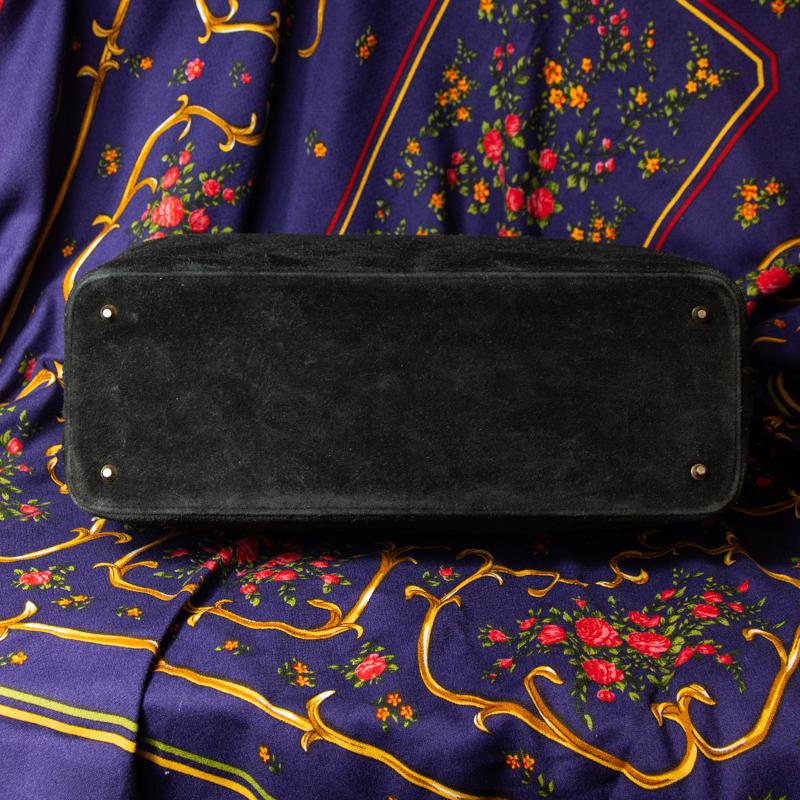 Rare Design - C.a. 1960s Italian Creation Araxie Balck Suede Doctor Bag/Briefcase - from Milan(EW040)