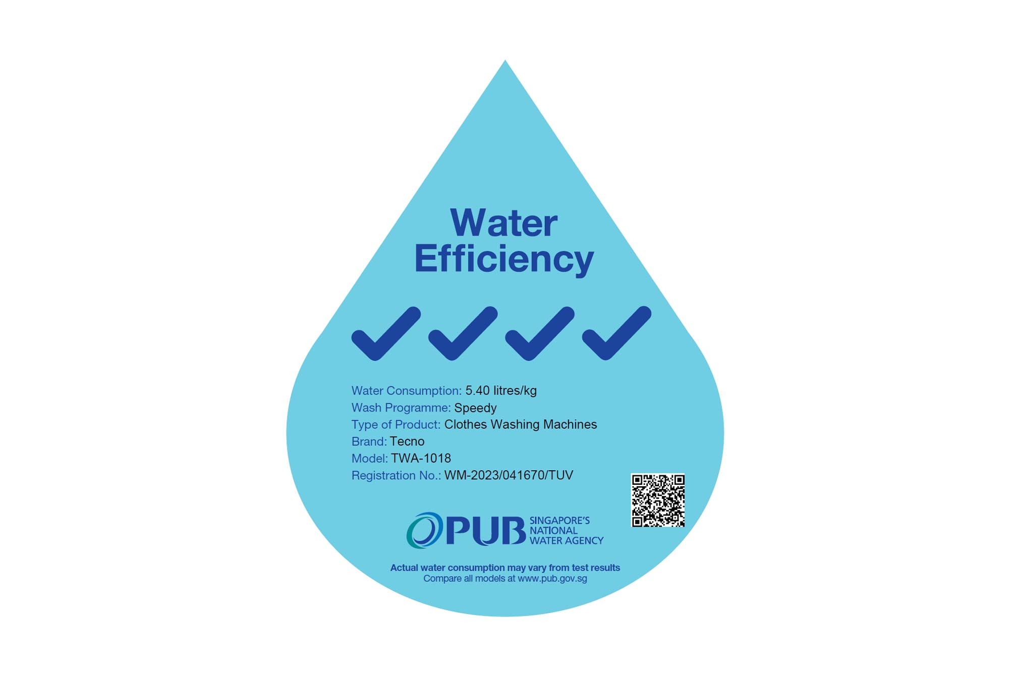 TWA 1018 Tecno 10kg Fully Automatic Fuzzy Logic Washer – 4 Ticks