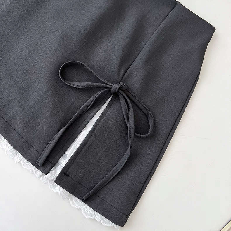 韩系甜美风蝴蝶结系带半身裙｜CN03336603