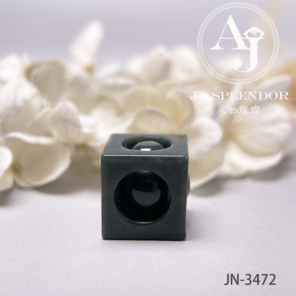 JN-3471/72/73/78/80 天然翡翠A玉 油青墨綠骰子招財進寶吊墜
