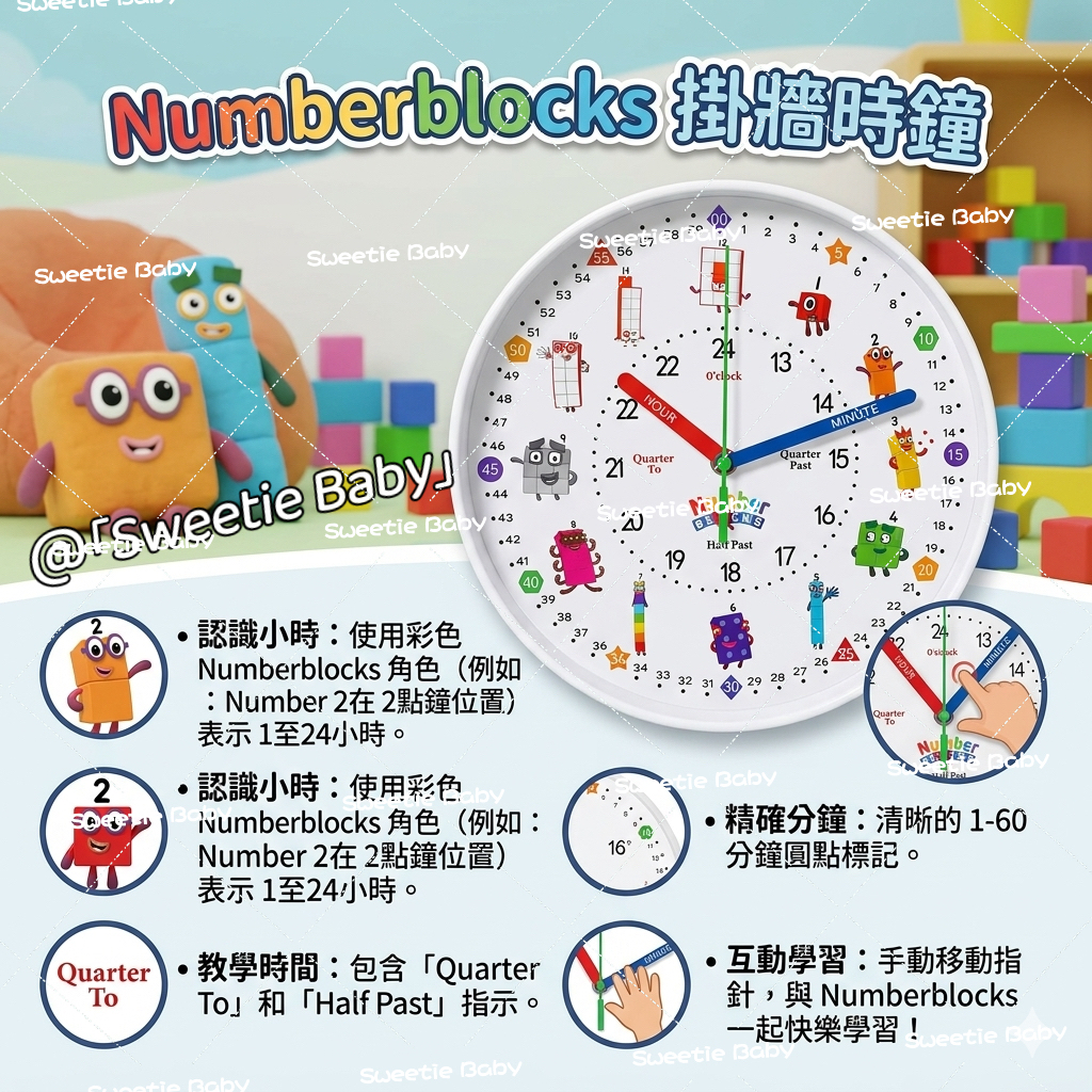Numberblocks 掛牆時鐘 | Sweetie baby