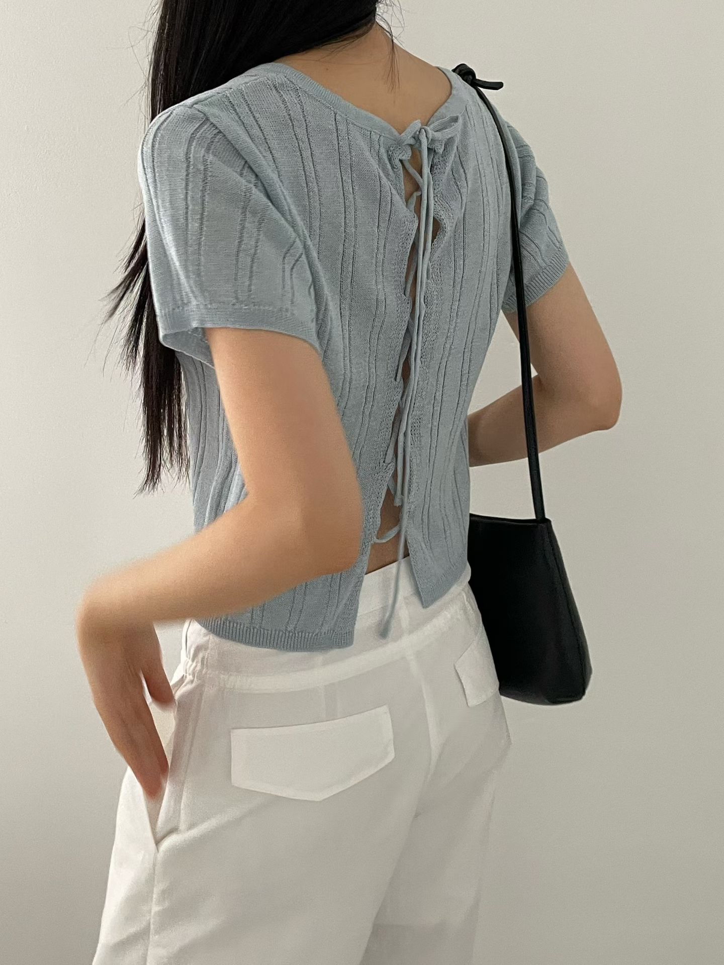 東大門女裝Find | ribbon knit top(可前後著)