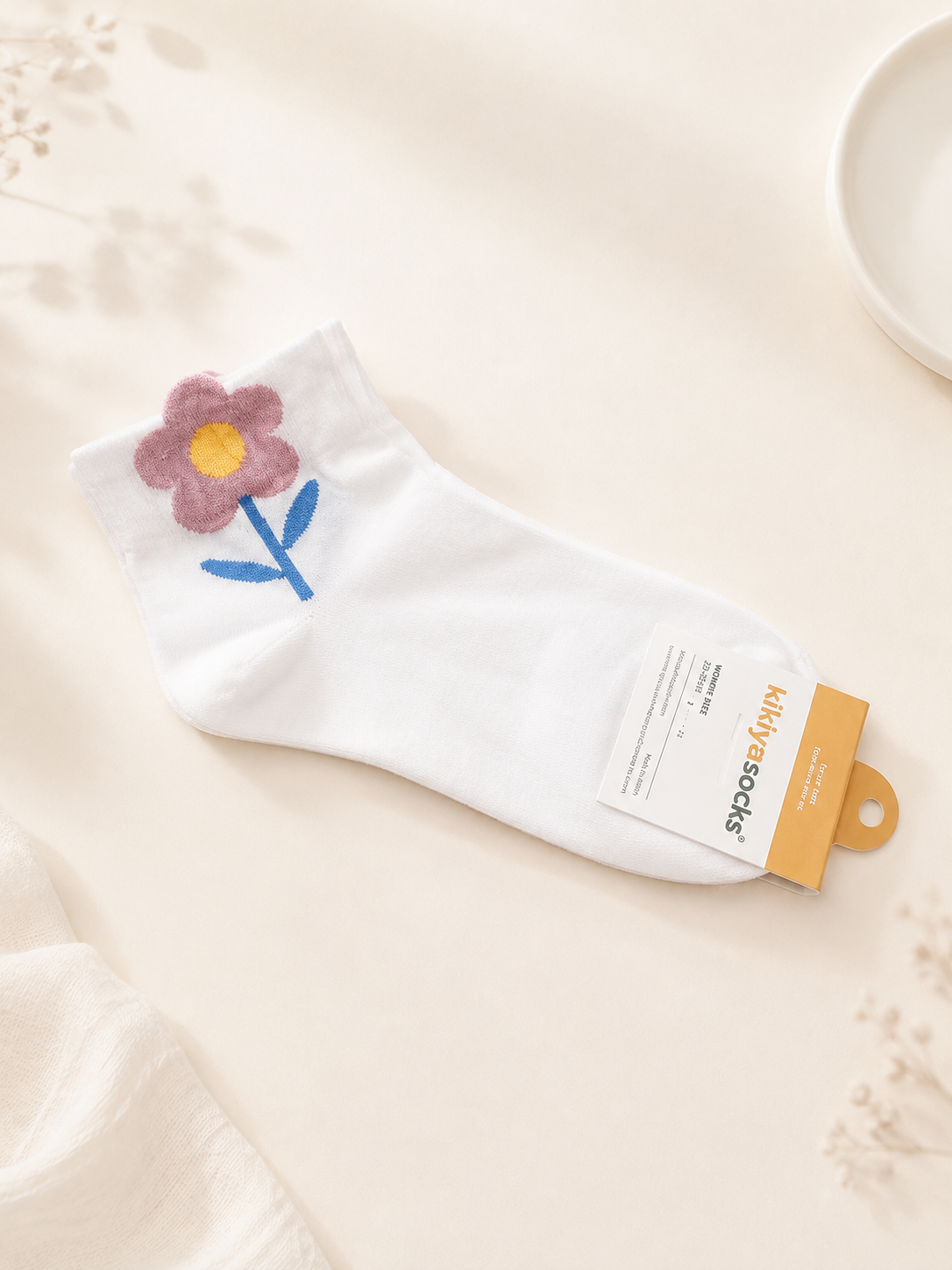 Korean Big Flower Mid Socks