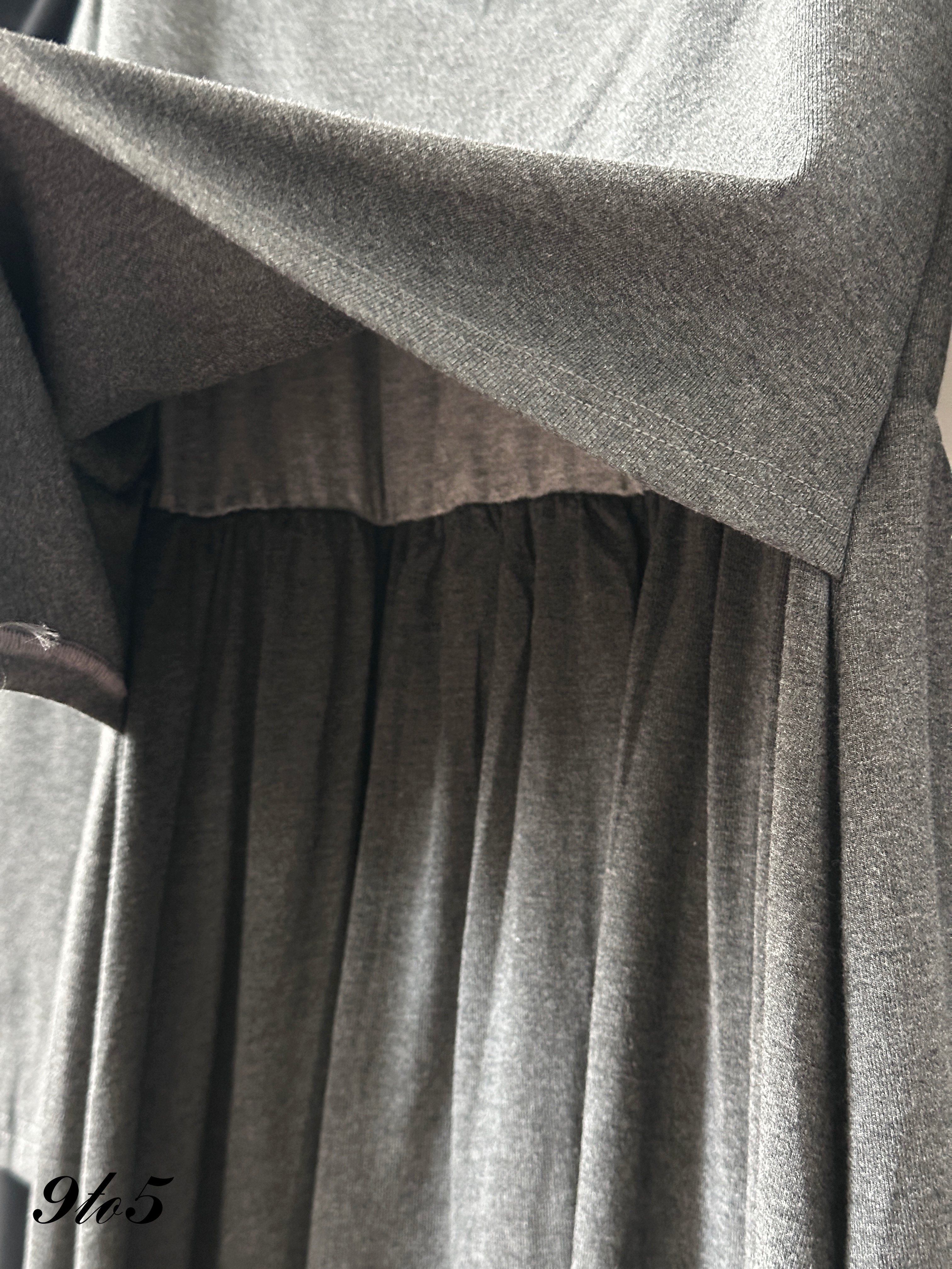 D2370 Fake Two-Pieces Off-Shoulder Dress - Black & Grey