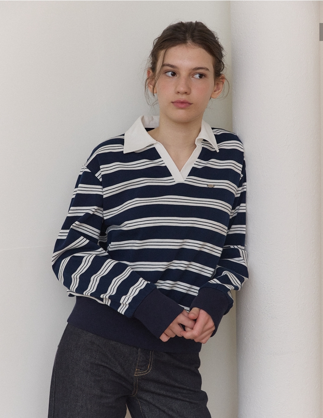 Ourhope Stripe Collar Sweatshirt 