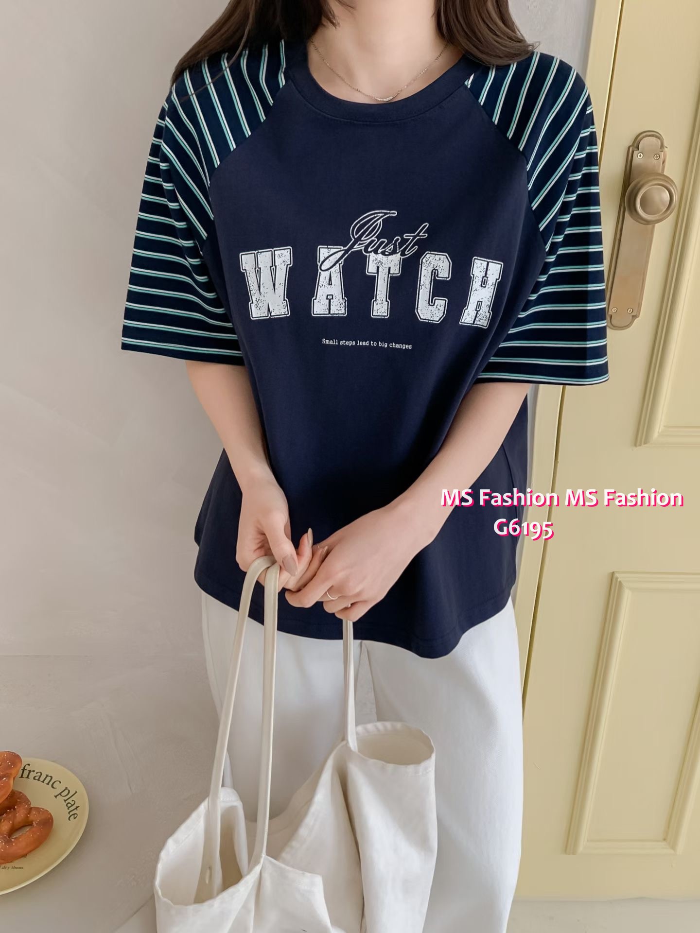 G6195 韓國🇰🇷條子袖字母top