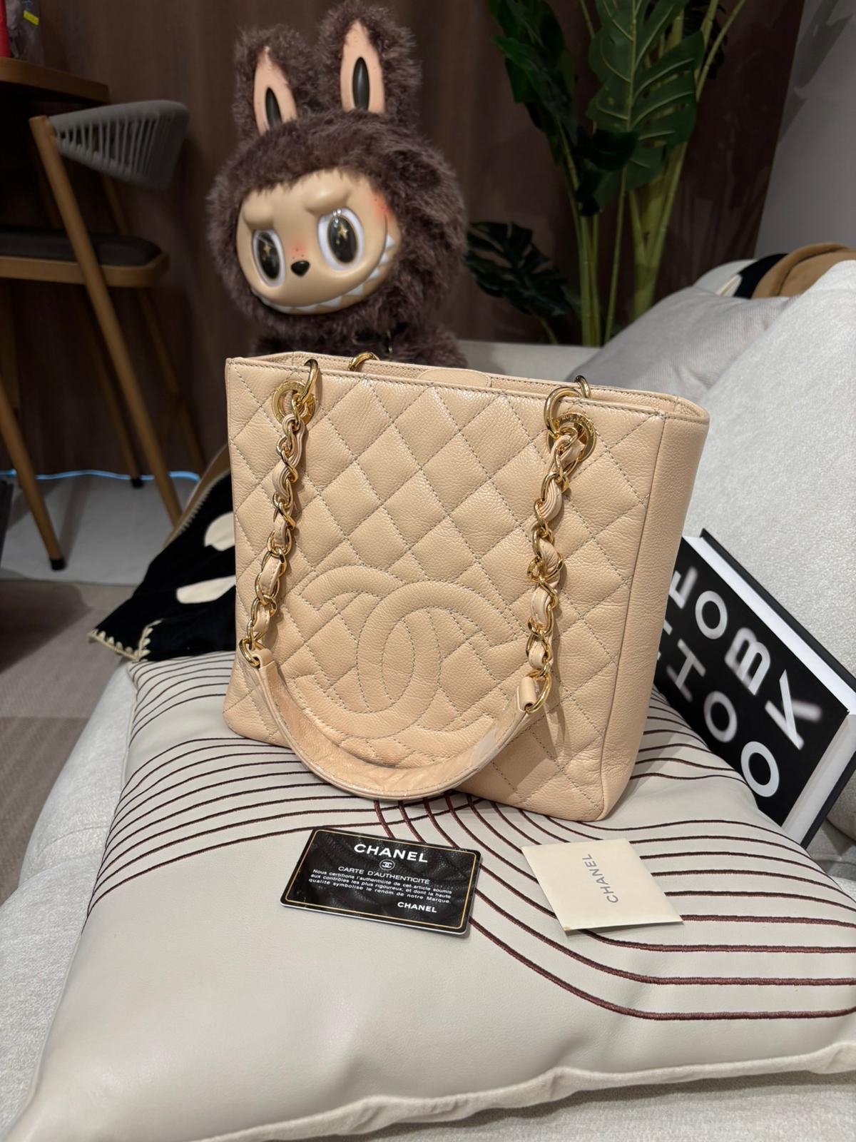 Chanel pst petit shopping tote 荔枝牛皮 100%Authentic,95%new ✅15card ✅dust bag   