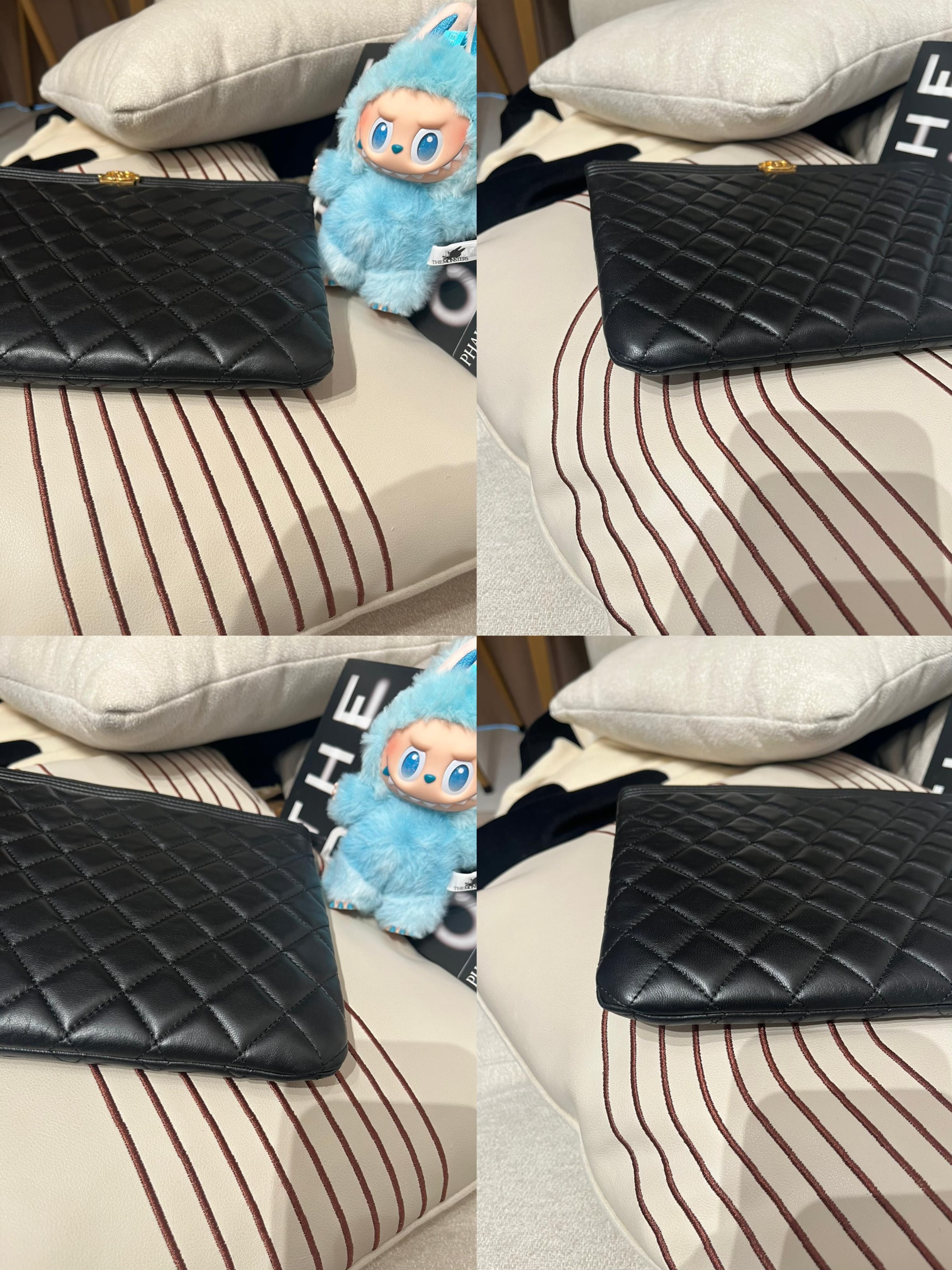 Chanel clutch bag 黑色羊皮 boy 金扣 100%Authentic,98%new ✅card✅防塵袋