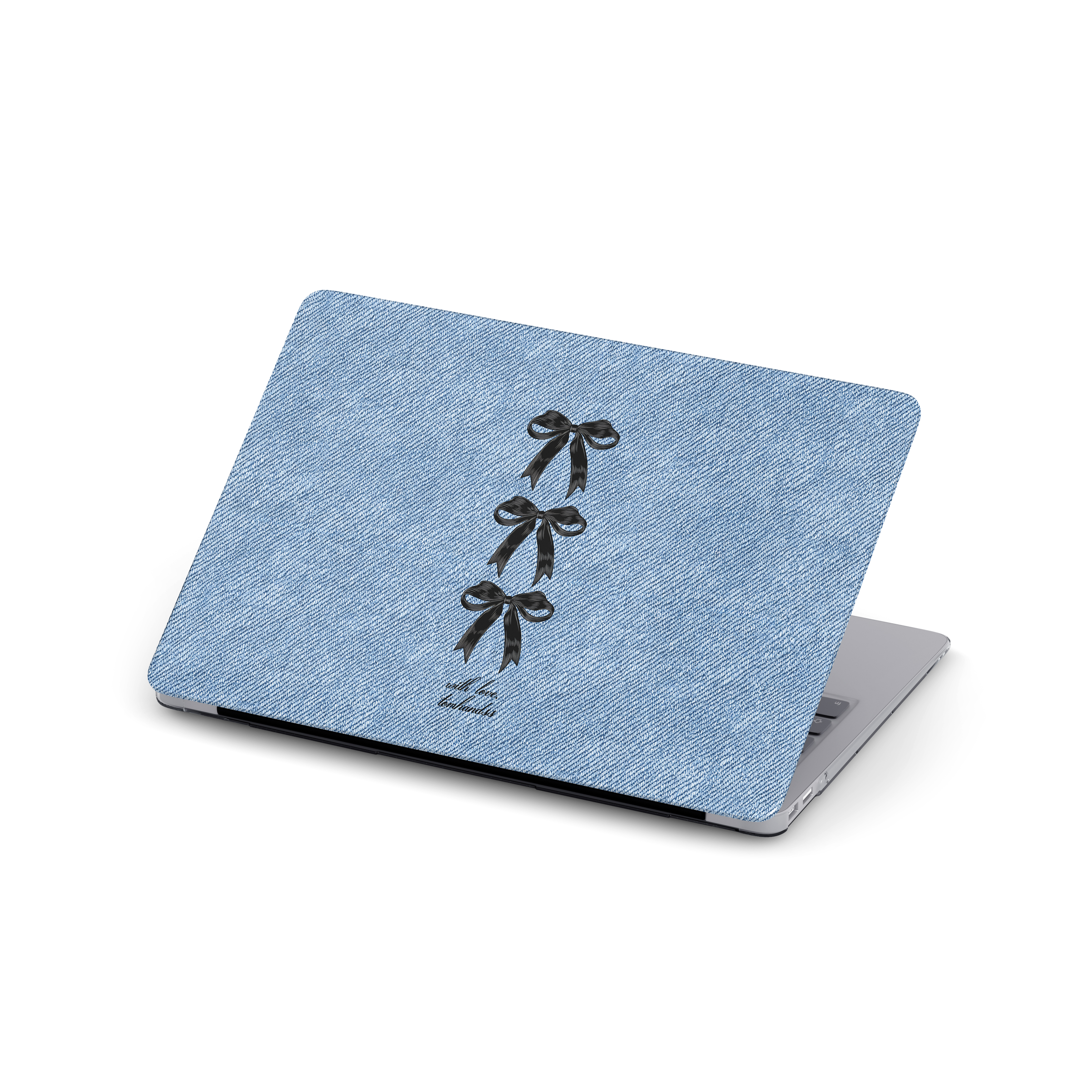 【Light Denim X Little Black Bows】Transparent MacBook Protective Case
