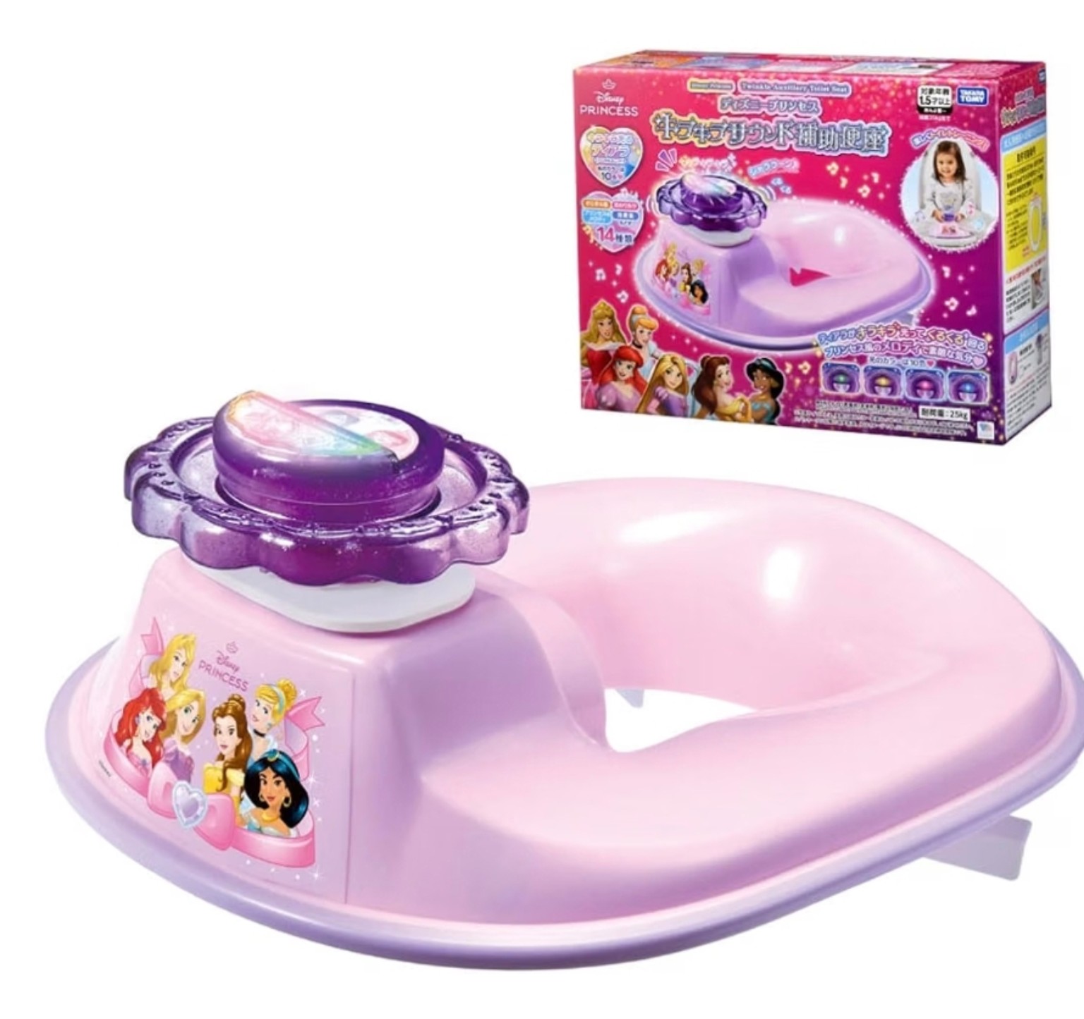 TAKARA TOMY Disney Princess 閃亮音樂兒童輔助廁板 1.5歲+幼兒如廁訓練座 YLW2013
