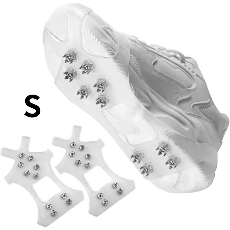 雪地鞋套 防滑耐磨 攀冰雪地 防摔防凍 10齒冰爪鞋套 S碼 [平行進口] HK2710