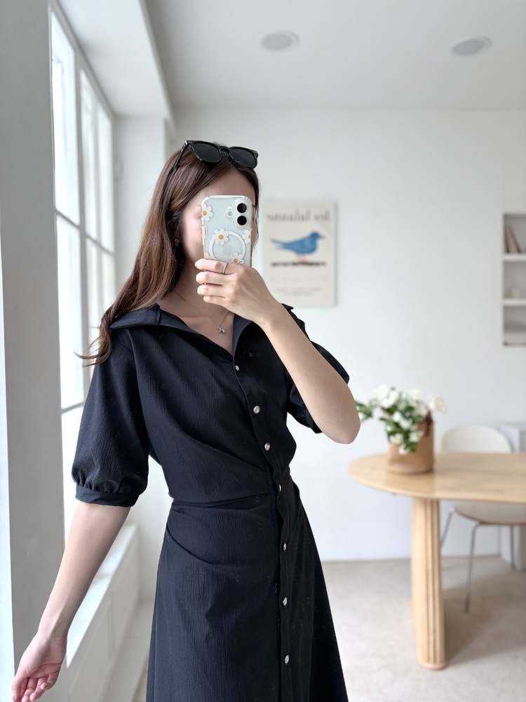 Lena Contoured Waist Dress (Navy)