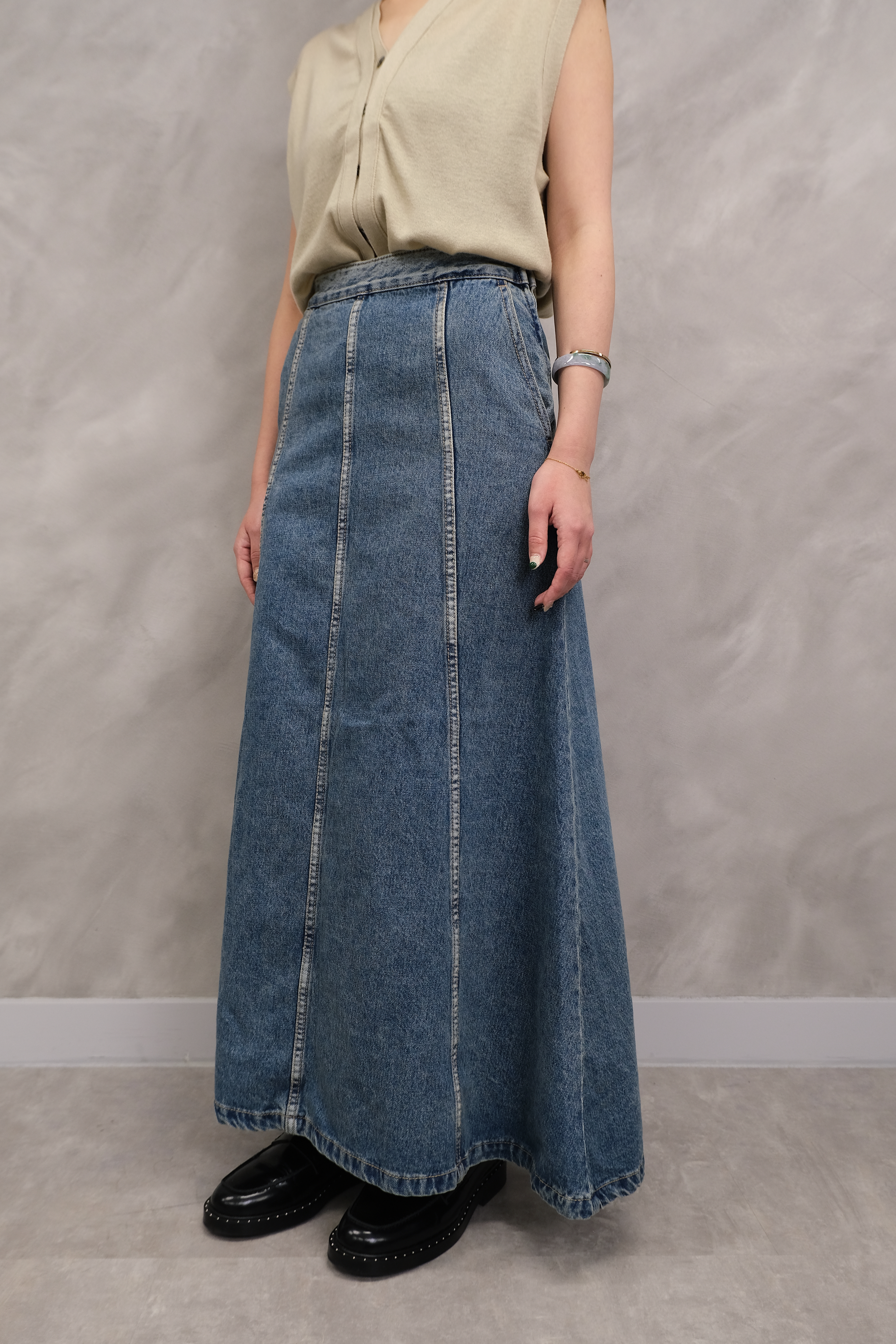 Basic denim long skirt #sk31