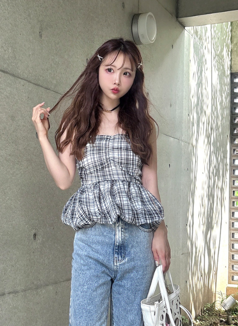 韓國女團ILLIT同款~ 格紋平口背心 [gn462]