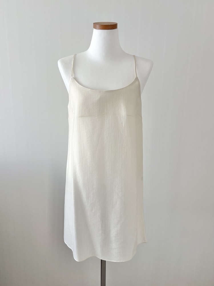 Draped Neck Dress with Inner Slip (Cream)