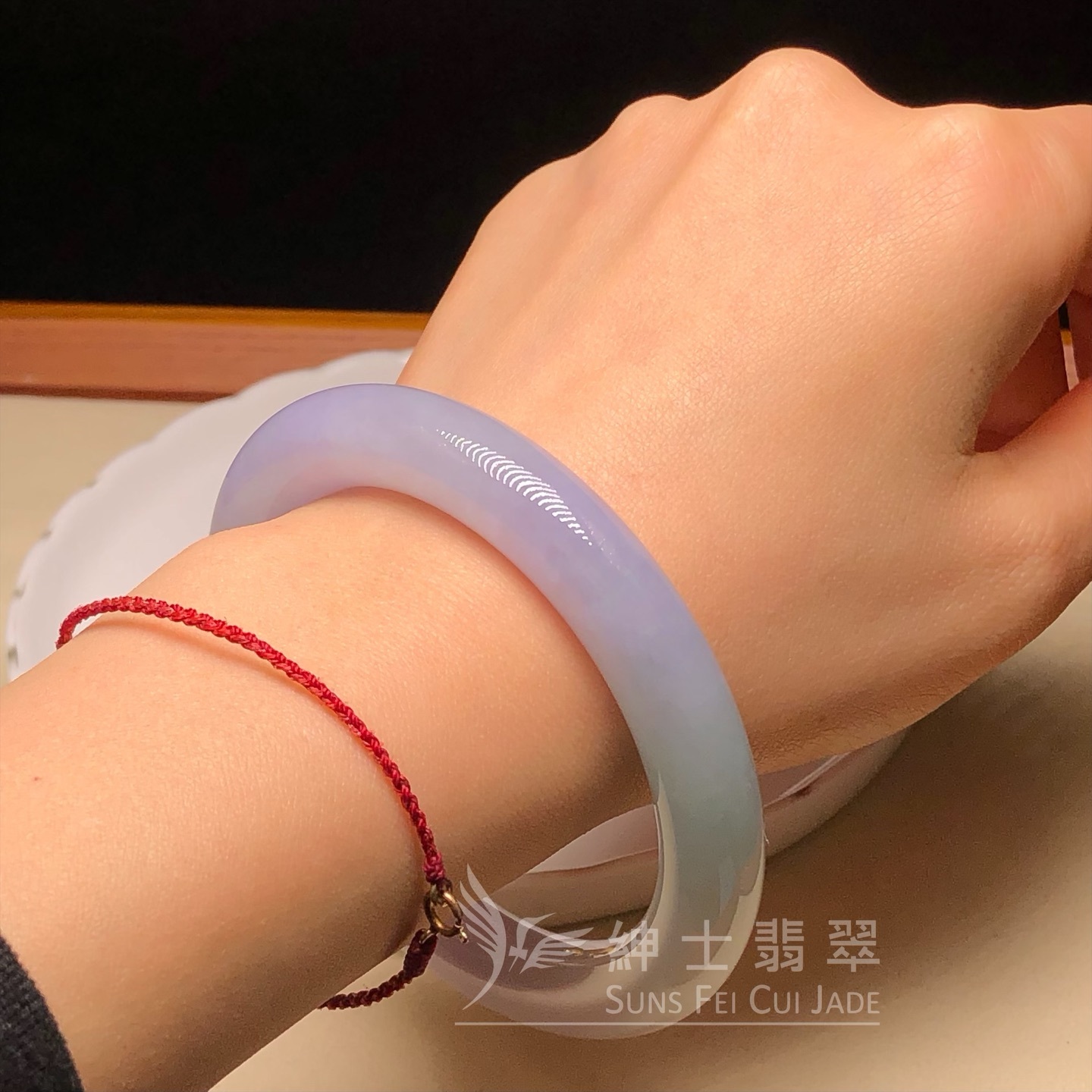 會卡水翻沙茄紫春彩圓鐲56.9mm