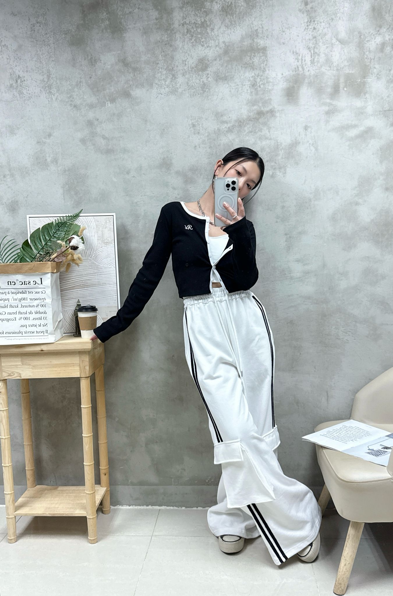 B12 拼色暗紋外套