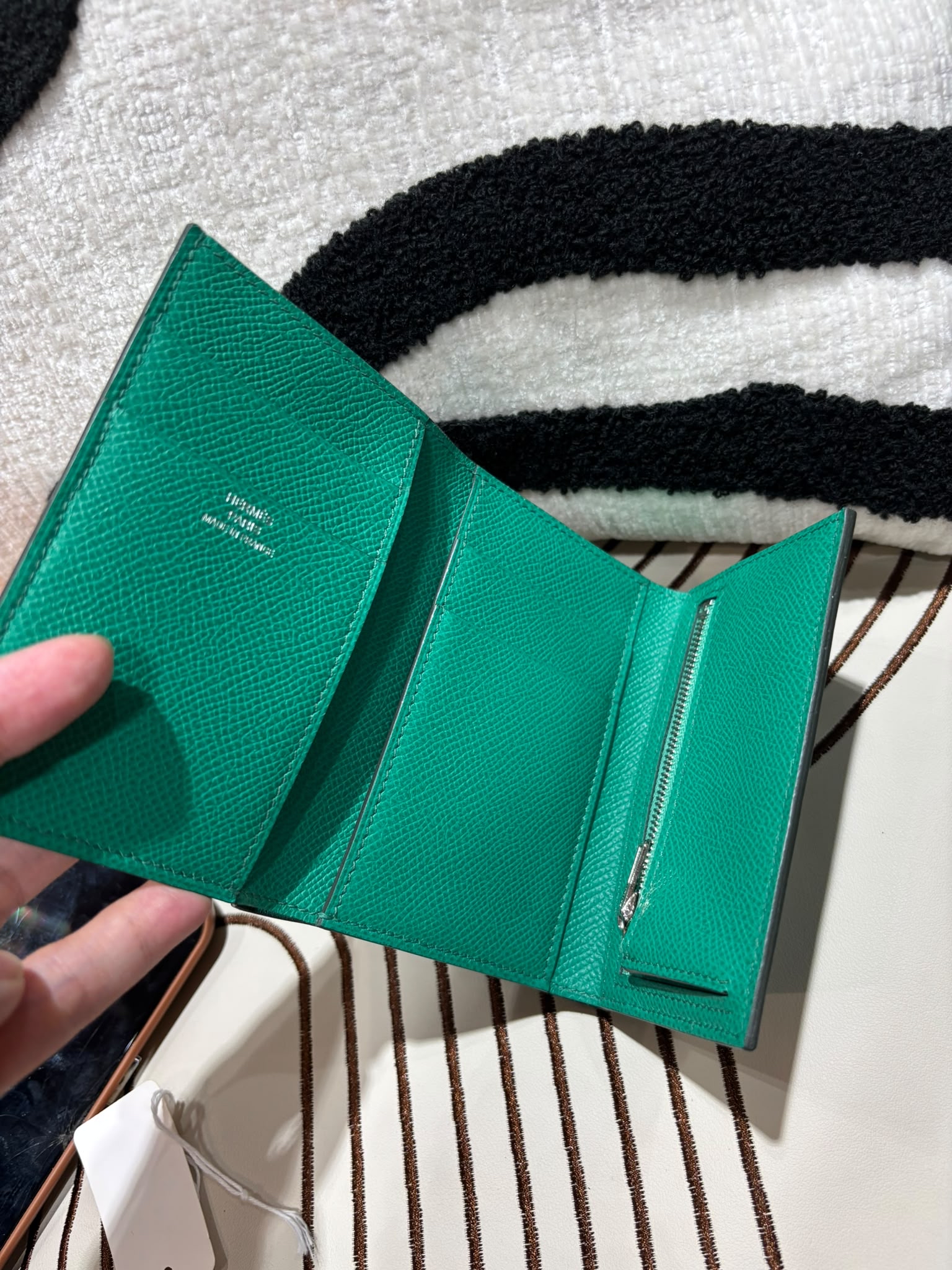HERMES Bearn Compact Stamp Z Short Wallet Epsom Calfskin 牛皮帝王綠色 100%Authentic,98% new ✅box 