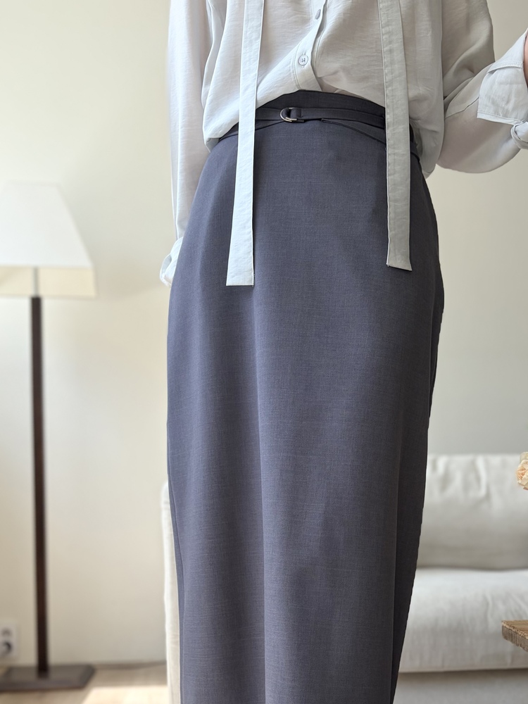 Colette Layered Belted Skirt (Charcoal)